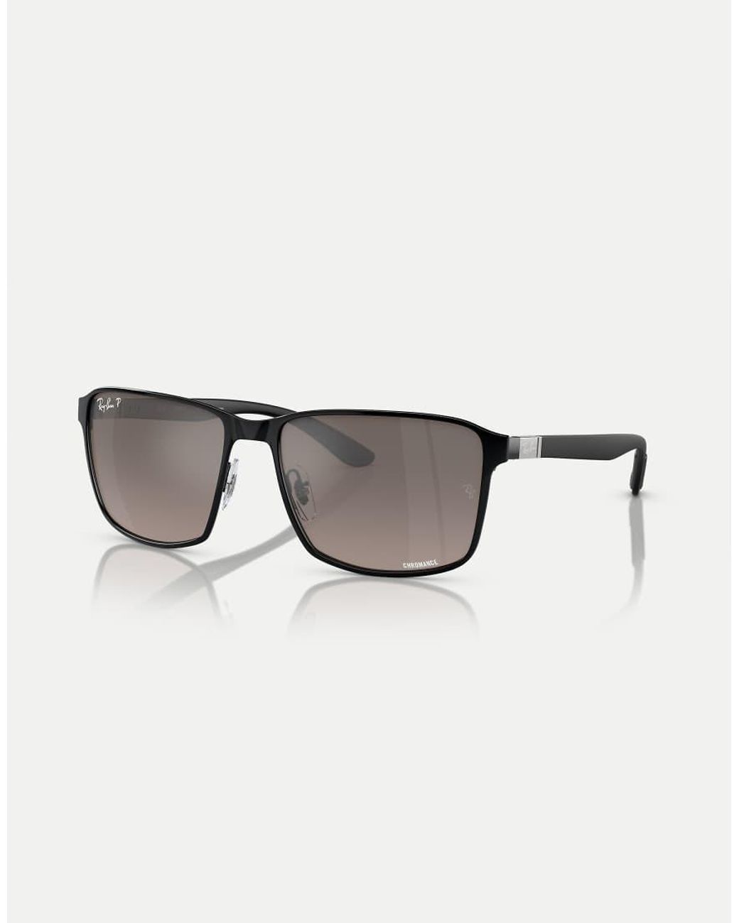 Ray-Ban Black Rb3721Ch Chromance Square Polarised Sunglasses With Mirrored Lens