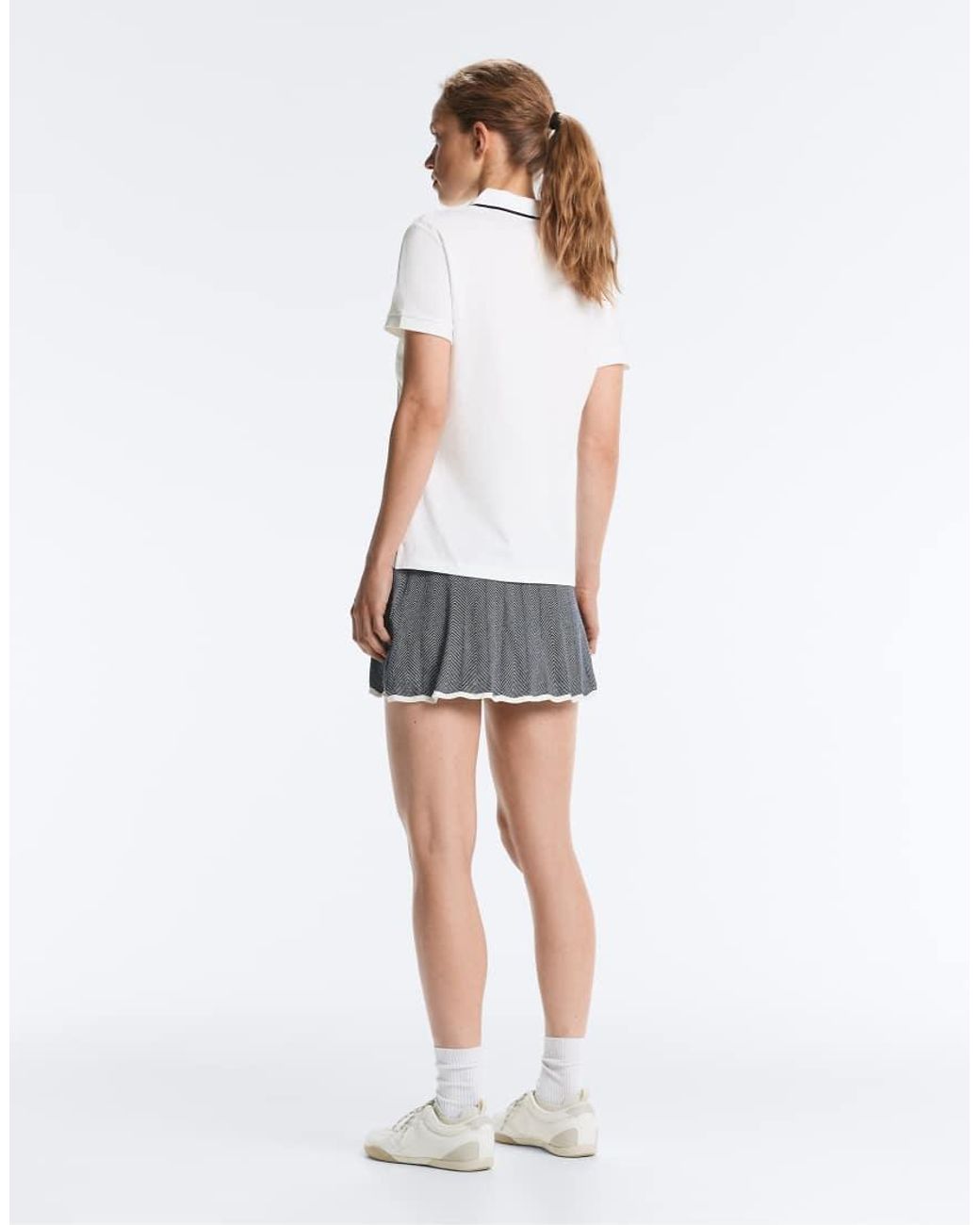 Oysho White Contrast Piqué Cotton Short-Sleeved Polo Shirt