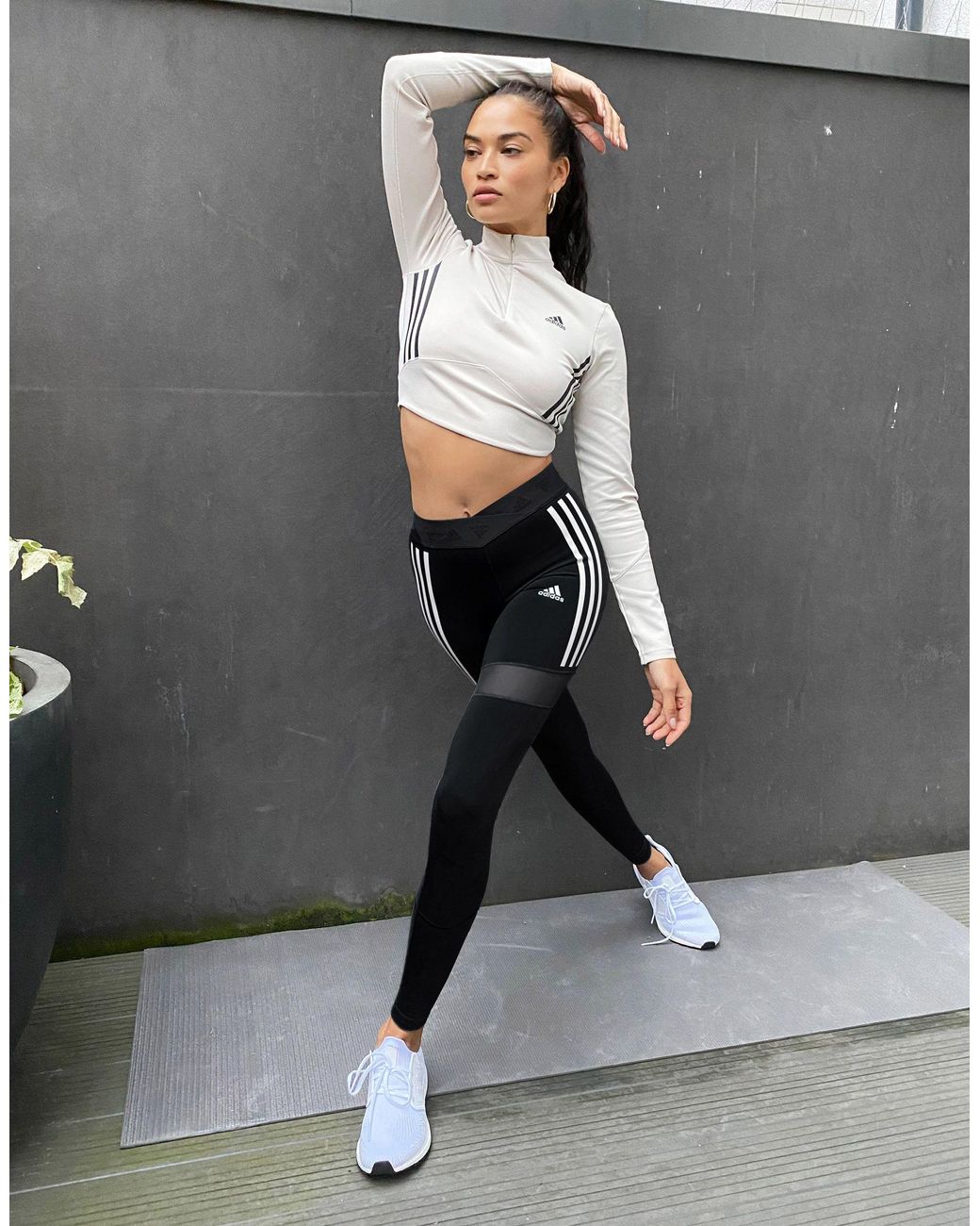 adidas Originals Women's Black Adidas Training 3 Stripe leggings