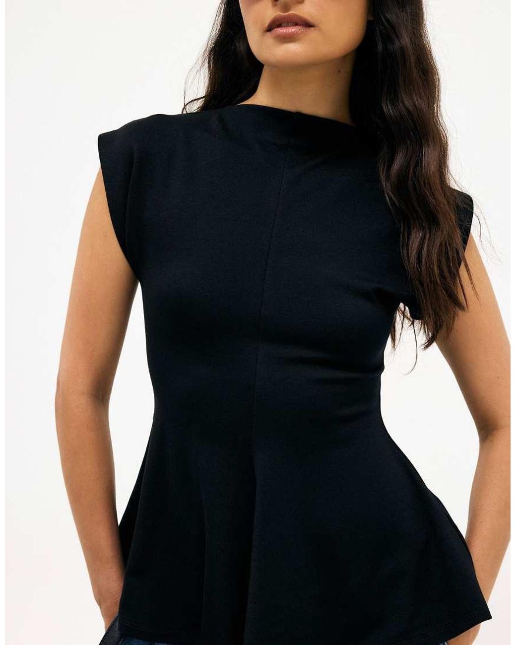 NA-KD Blue Peplum Jersey Top