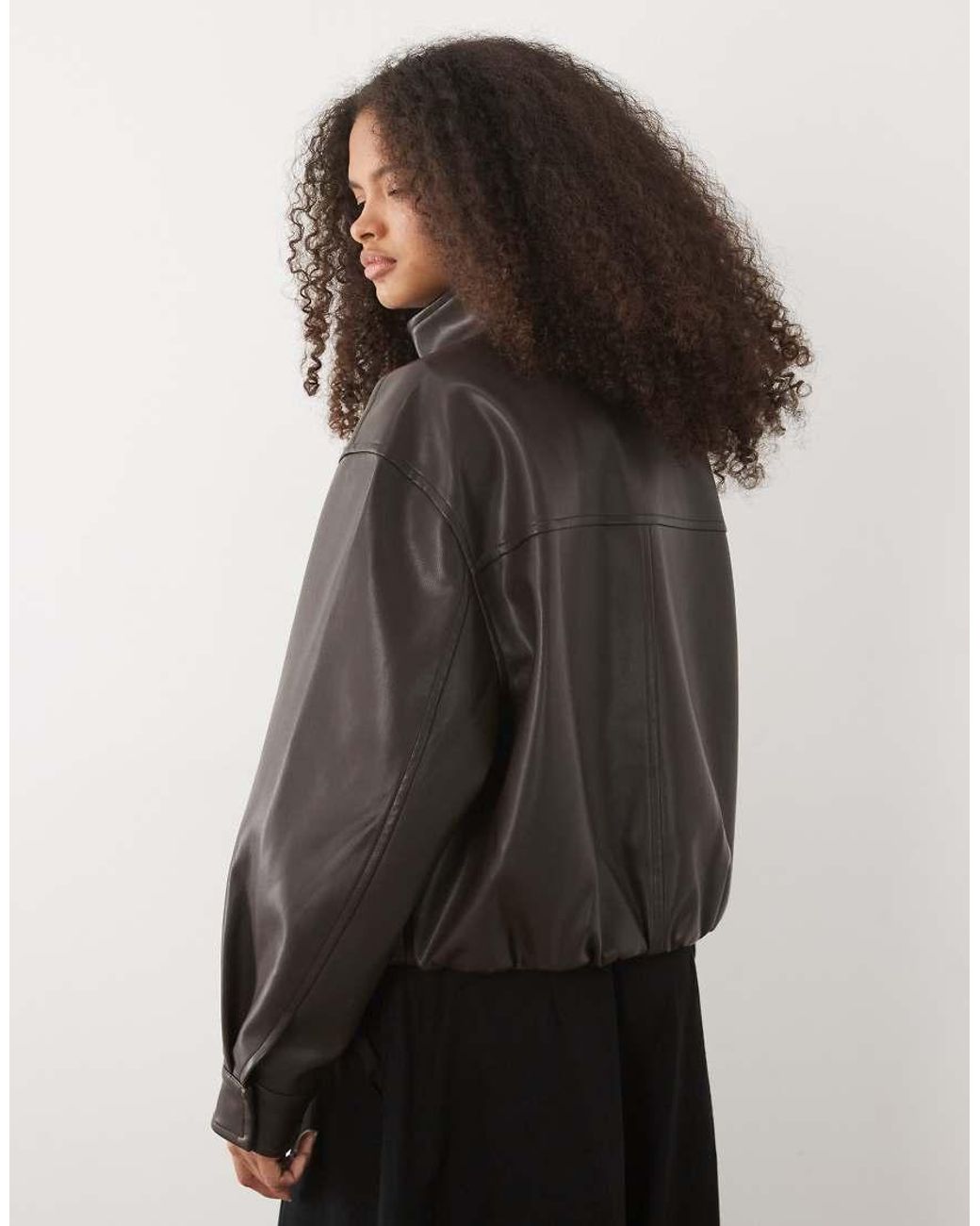 Forever New Black Faux Leather Bomber