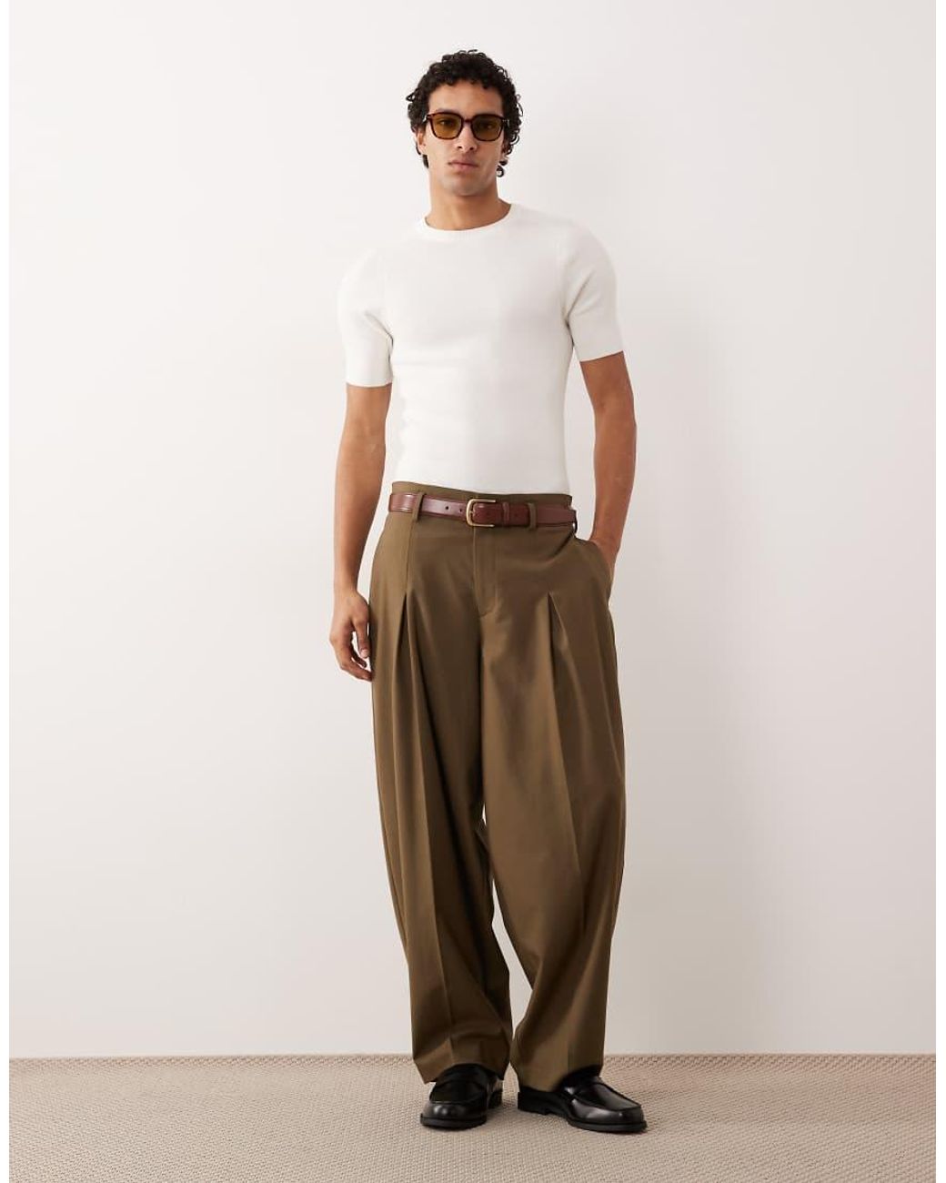 ASOS White Essential Muscle Fit Knitted Rib Saddle Sleeve T-shirt for men