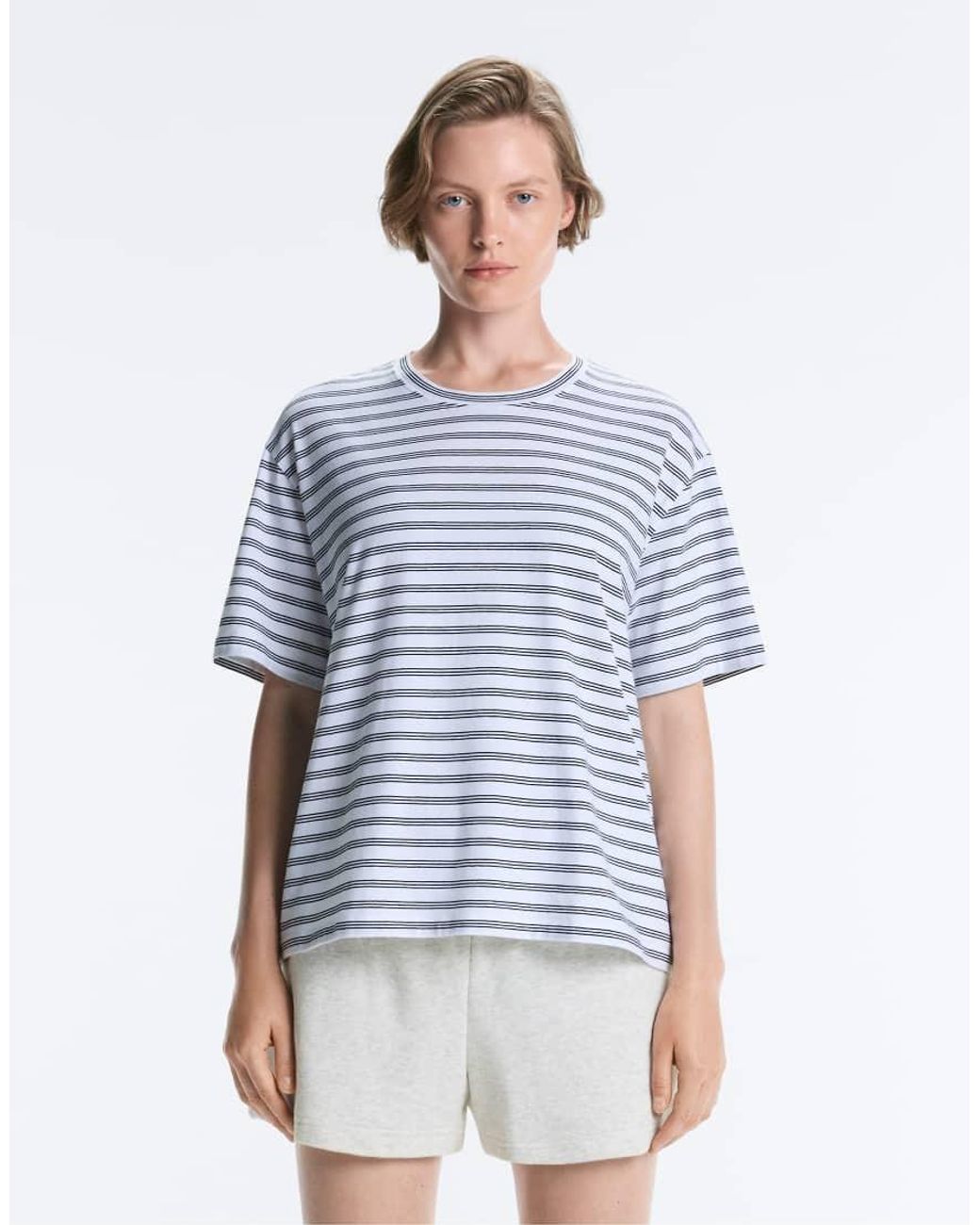 Oysho Blue Striped Short-sleeved T-shirt