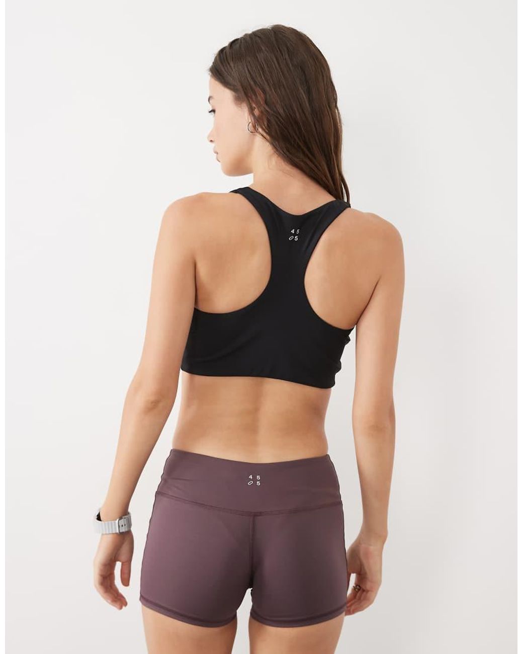 4505 Black Fuller Bust Active V-neck Racer Back Medium Support Sports Bra