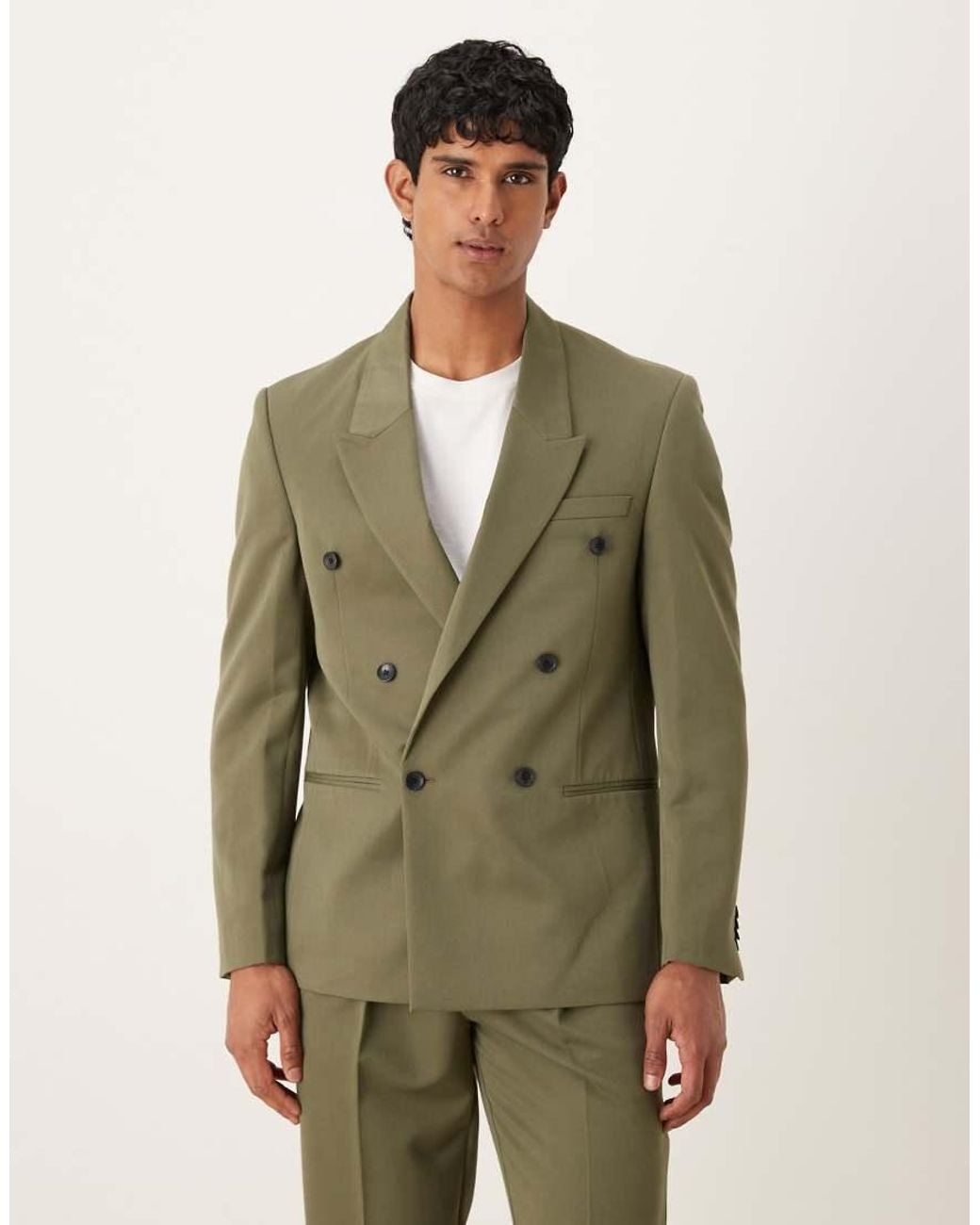 ASOS Green Regular Double Breasted Suit Jacket for men