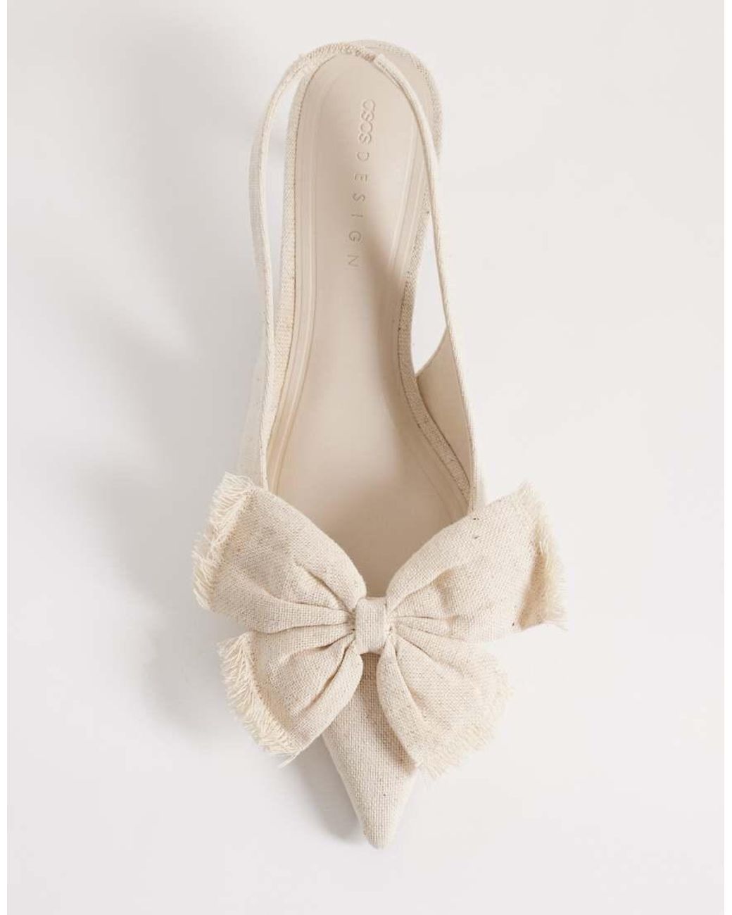 ASOS White Sleek Bow Detail Slingback Kitten Heels