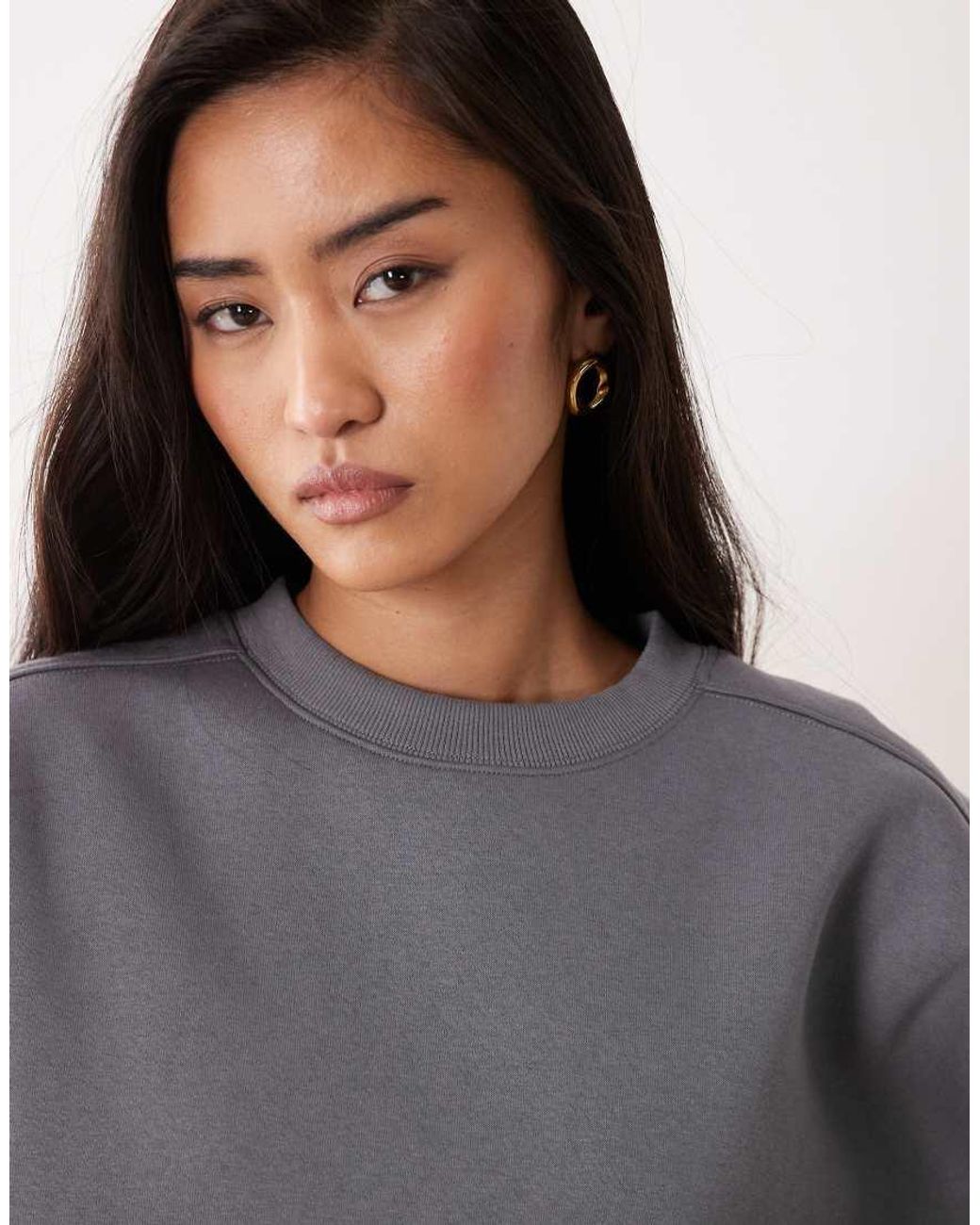 Cotton On Gray Boxy Fit Crew Neck Sweatshirt