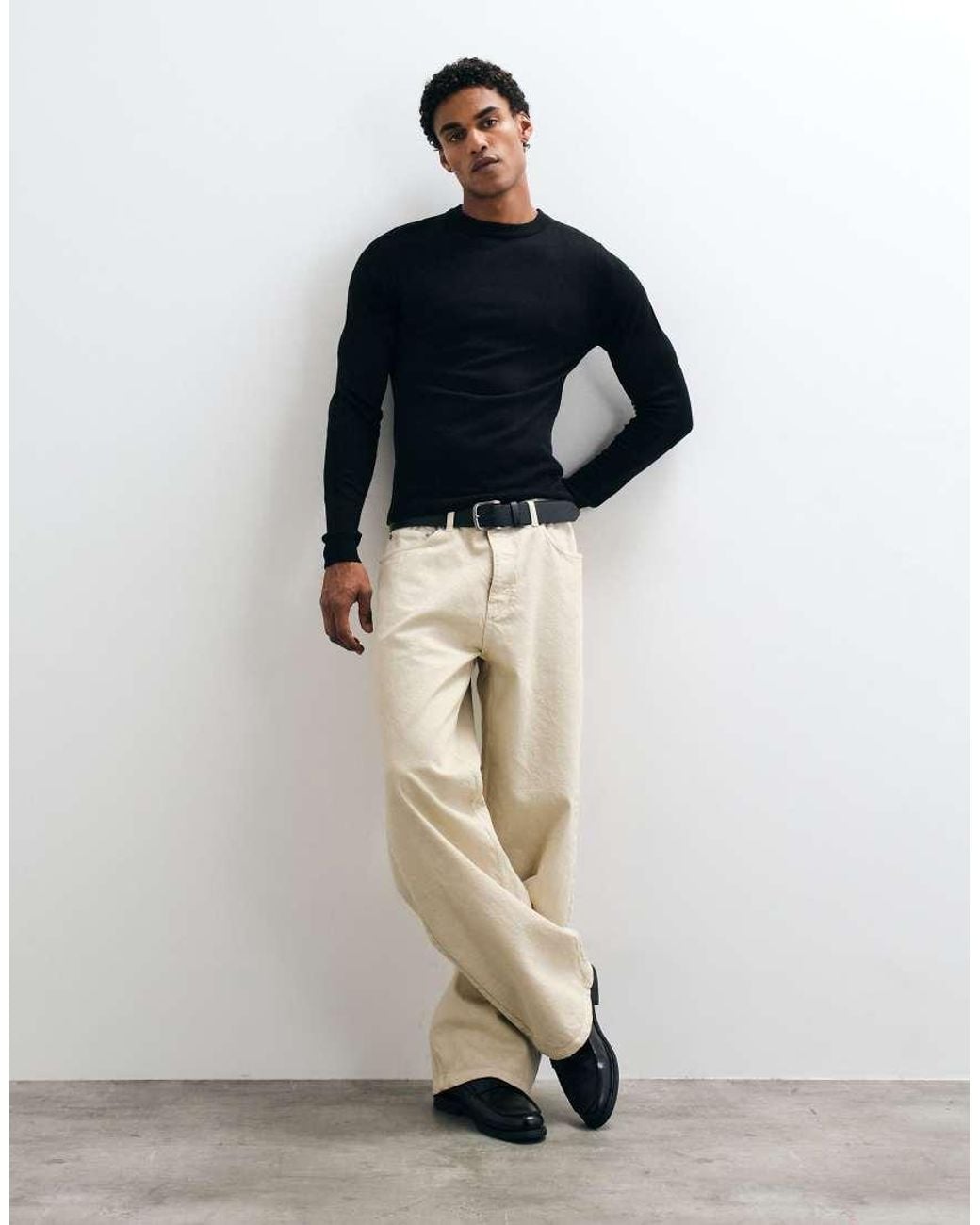 Collusion Blue Slim Knit Sweater for men