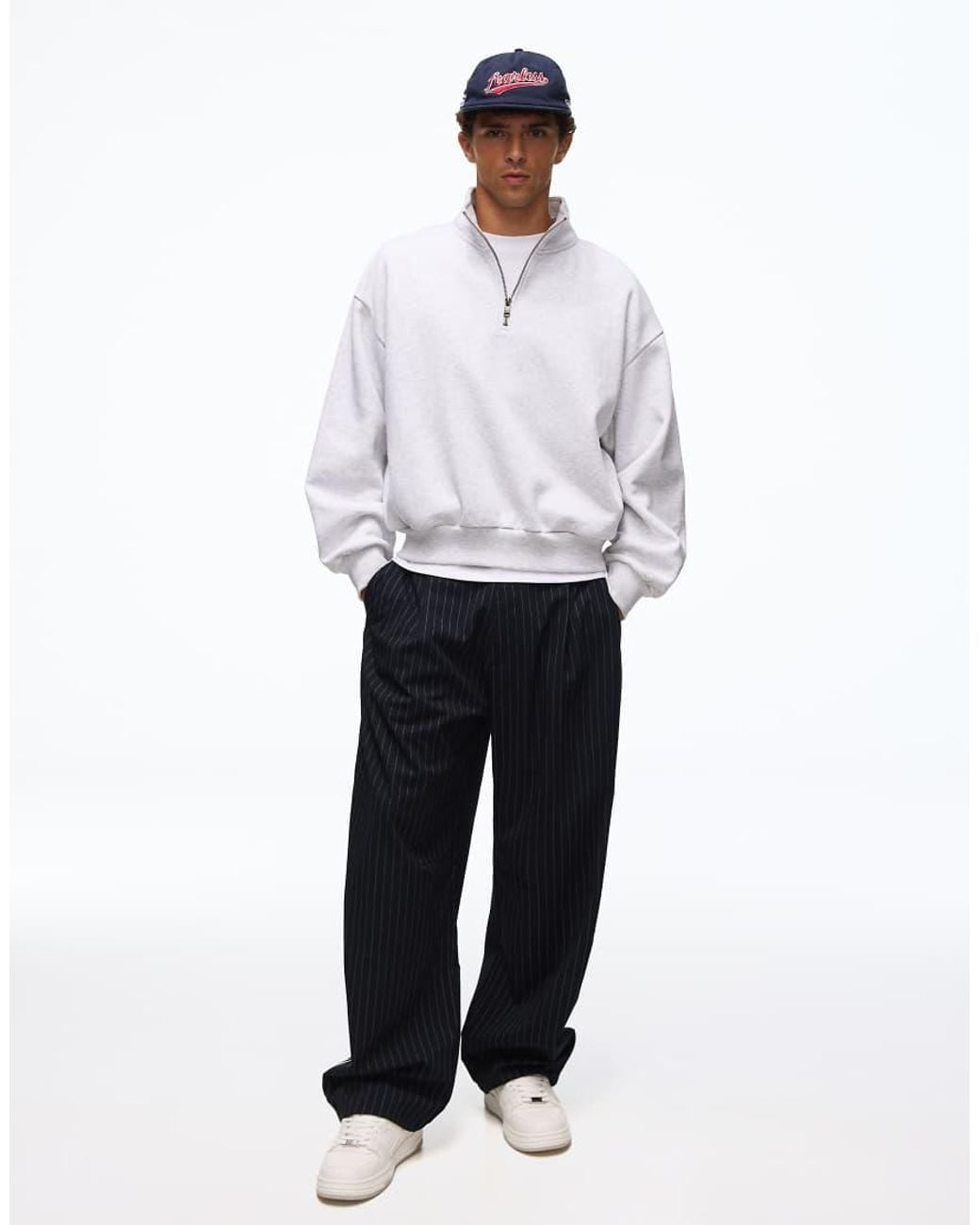 Bershka White Half-zip Sweatshirt for men