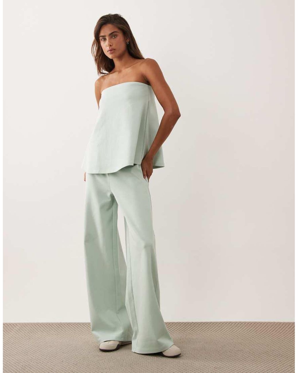 ASOS Green Interlock Floaty Bandeau Top Co-ord