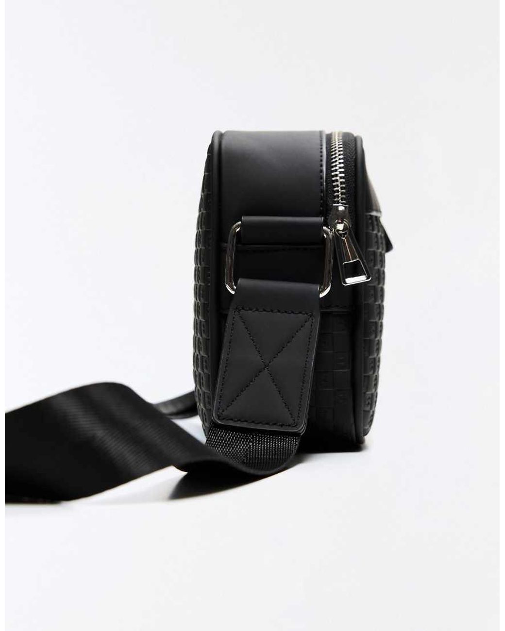 Bershka Black Monogram Crossbody Bag for men