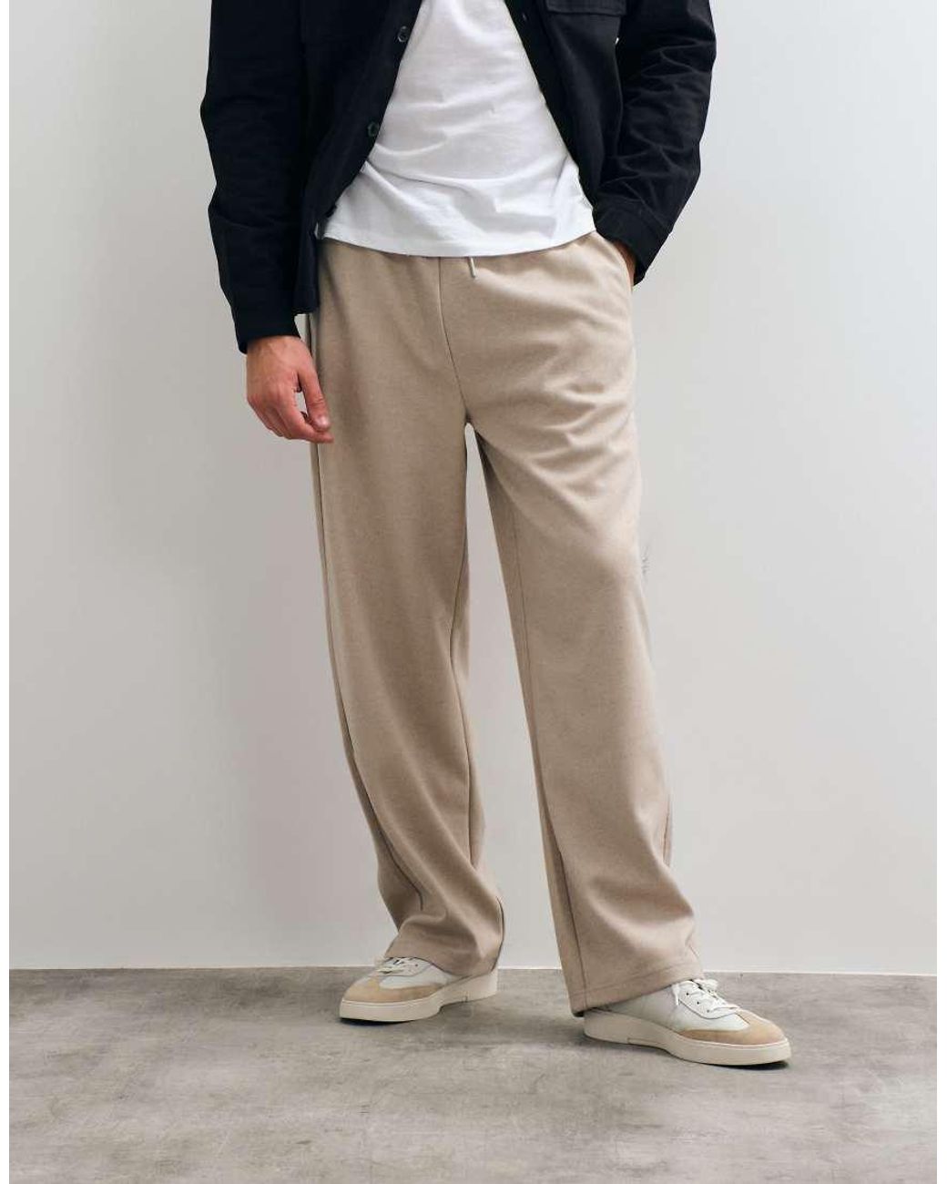 ASOS Natural Wide Leg Cotton Twill joggers for men