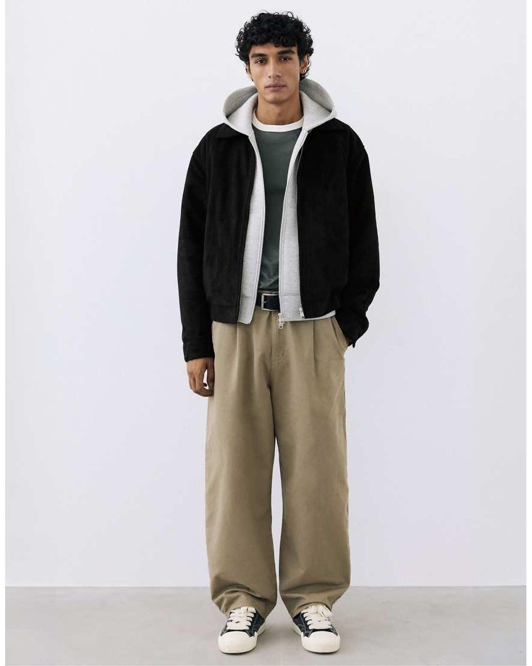 Pull&Bear Black Faux Suede Jacket for men