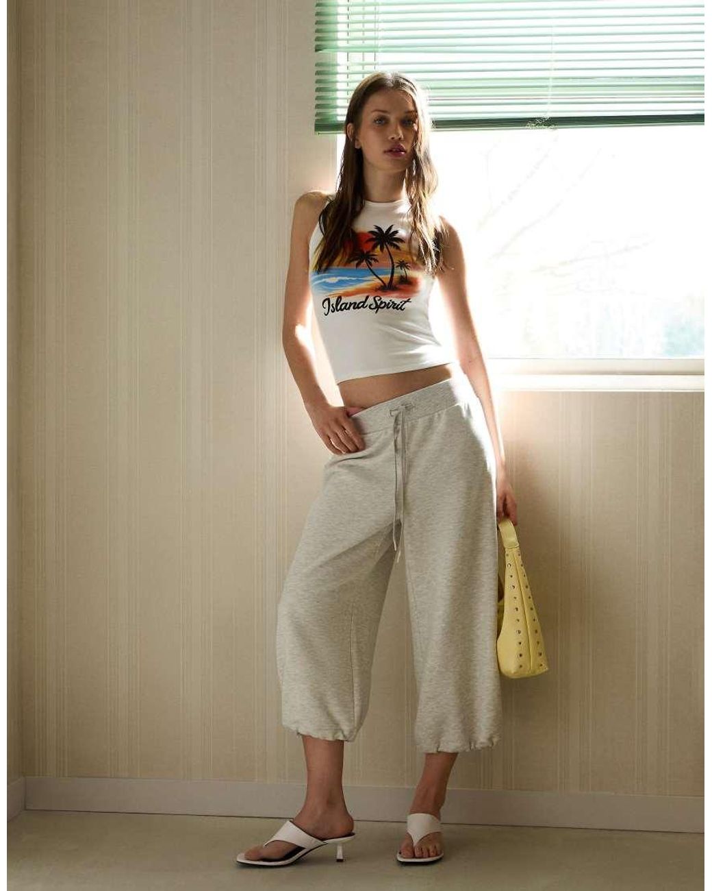 Bershka Metallic Sleeveless Print T-shirt