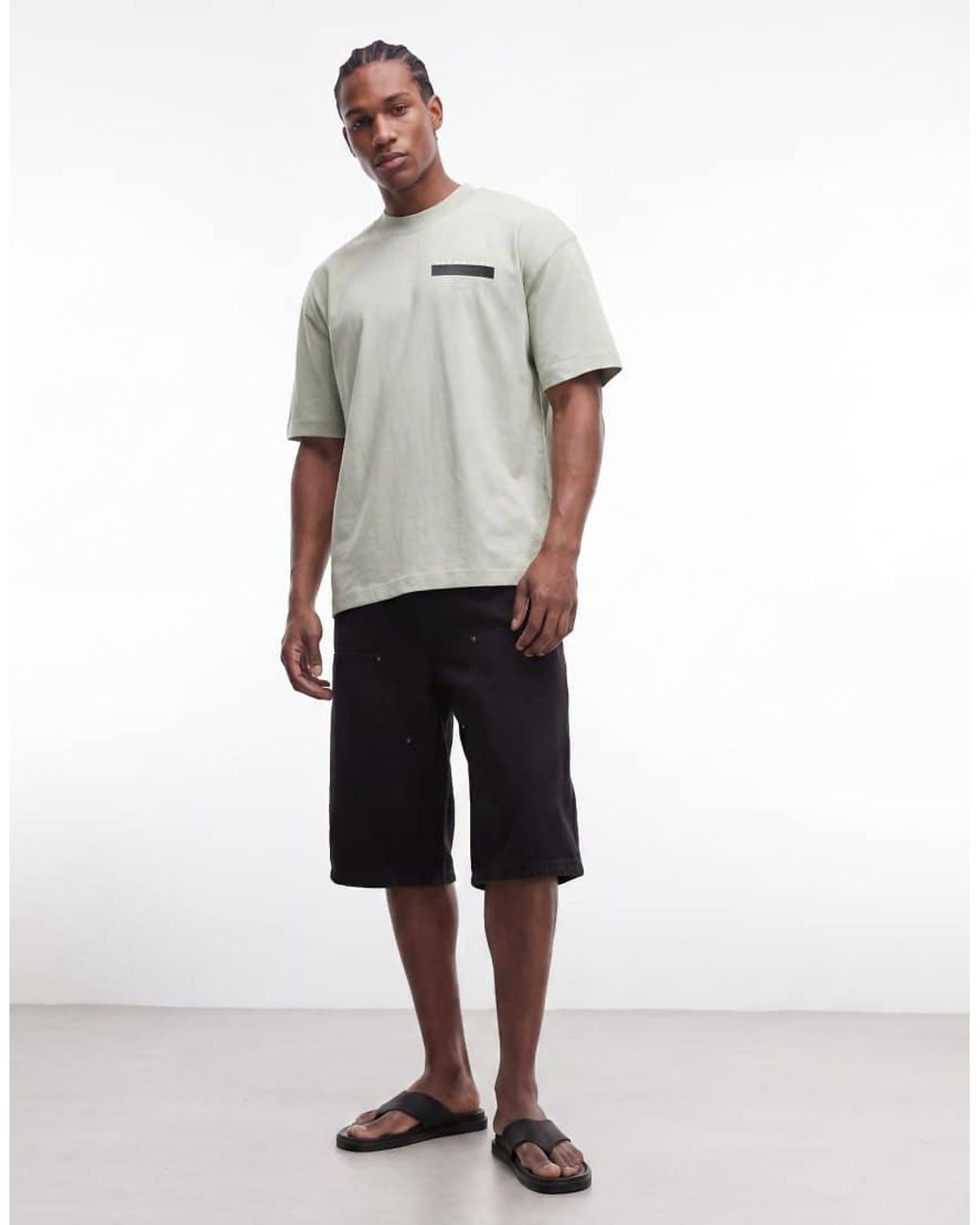 AllSaints Gray Redact Oversized Embroidered Logo T-shirt With Back Print for men