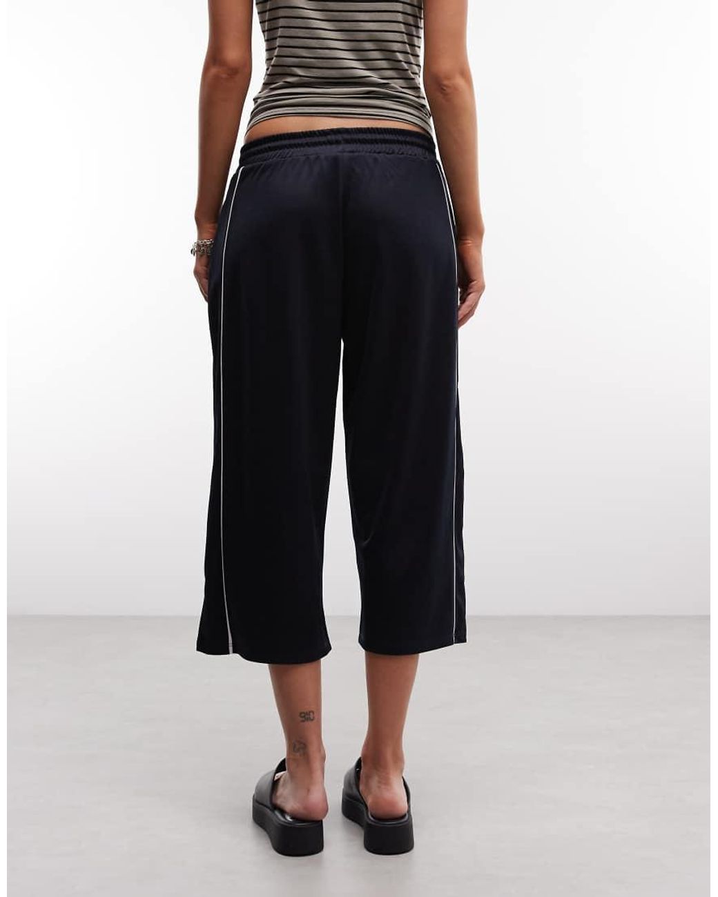 ASOS Blue Tricot Capris With Side Stripe