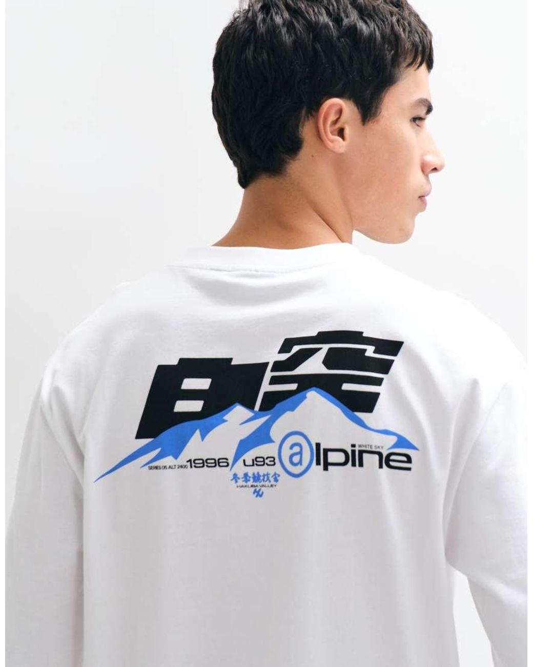 ASOS White Relaxed Long Sleeve T-Shirt With Alpine Graphic for men