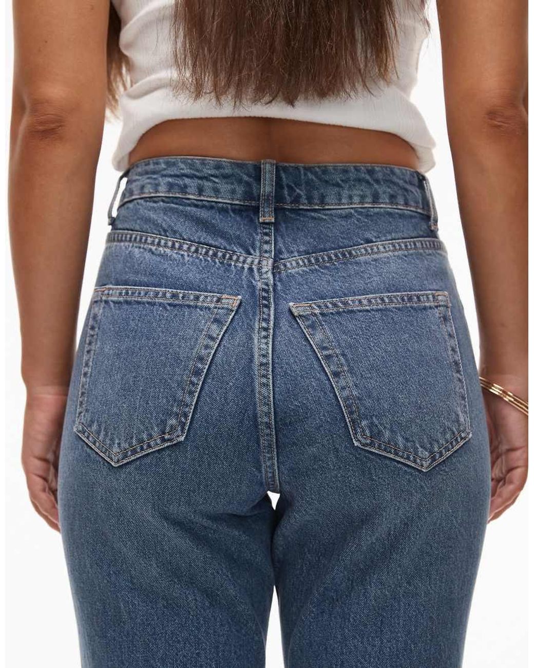 Topshop Hourglass Blue Original High Rise Mom Jeans