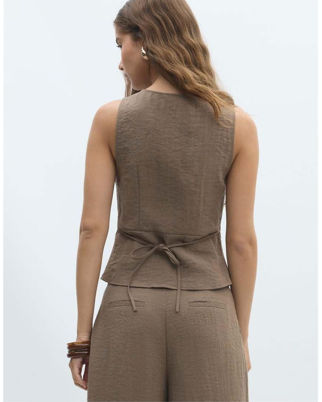Stradivarius Green Sleeveless Buttoned Top