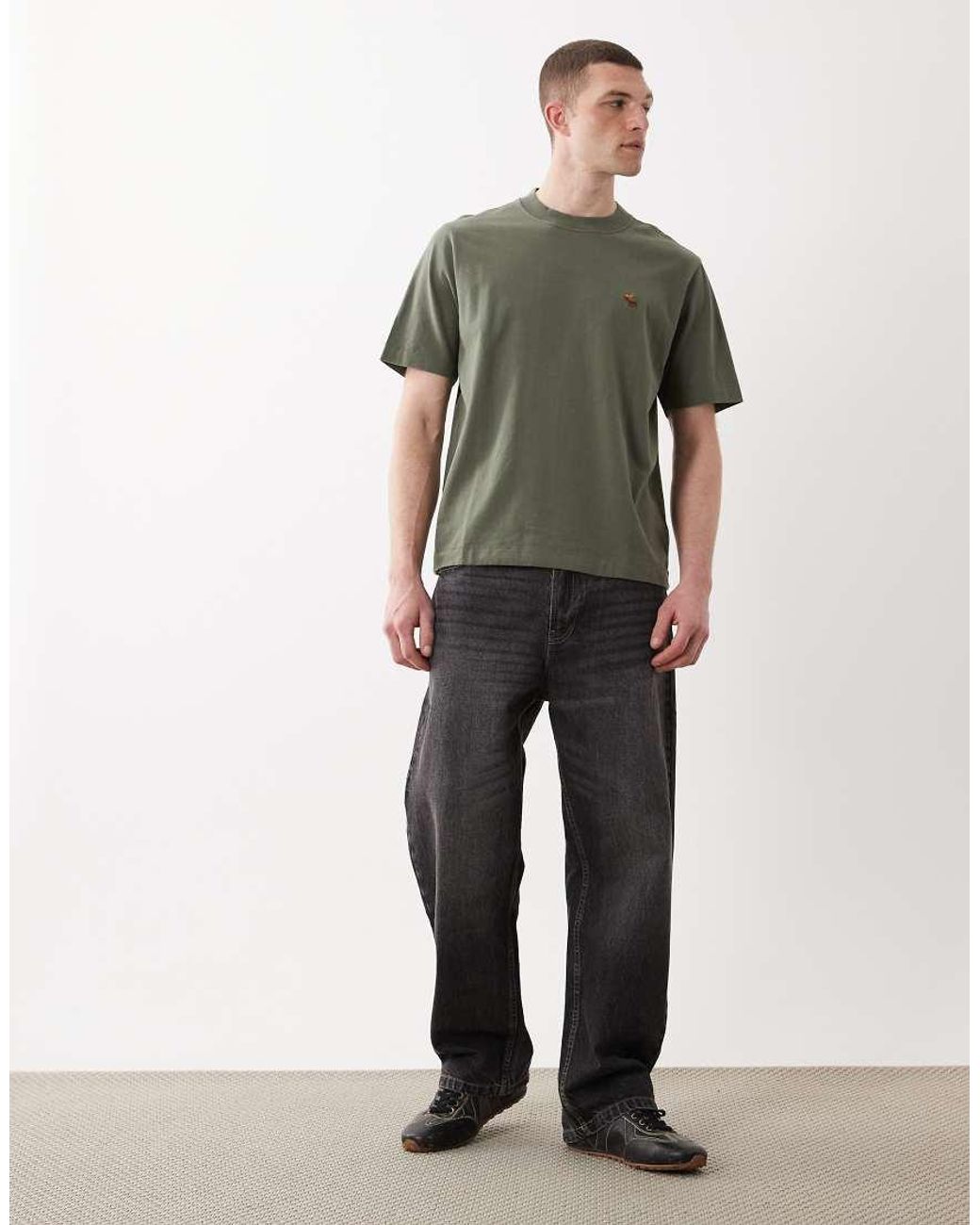 Abercrombie & Fitch Green Icon Logo Premium Heavyweight T-shirt for men