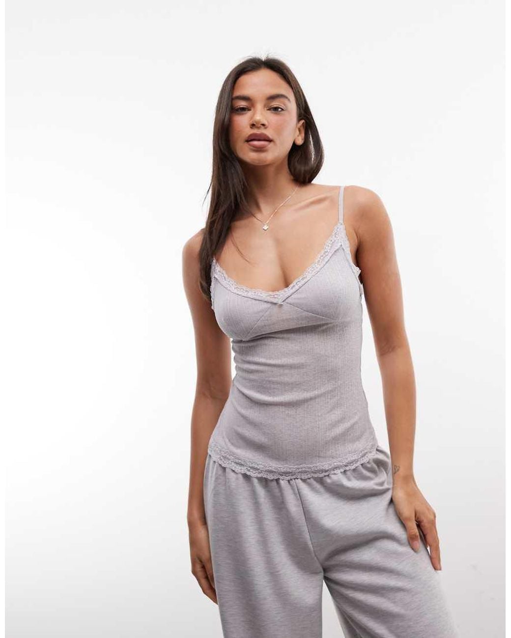 ASOS Purple Mix & Match Sheer Mesh Cami With Lace Trim