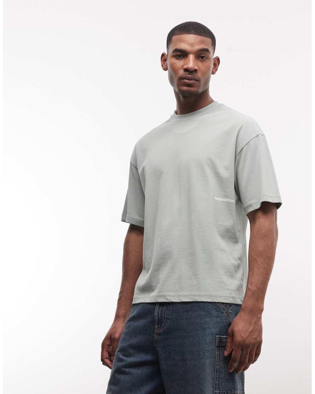 Faded Store Gray 100% Cotton T-shirt With Ibiza Hills Back Print for men