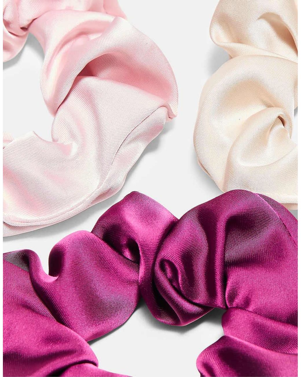 Stradivarius White Set Of 3 Satin Scrunchies