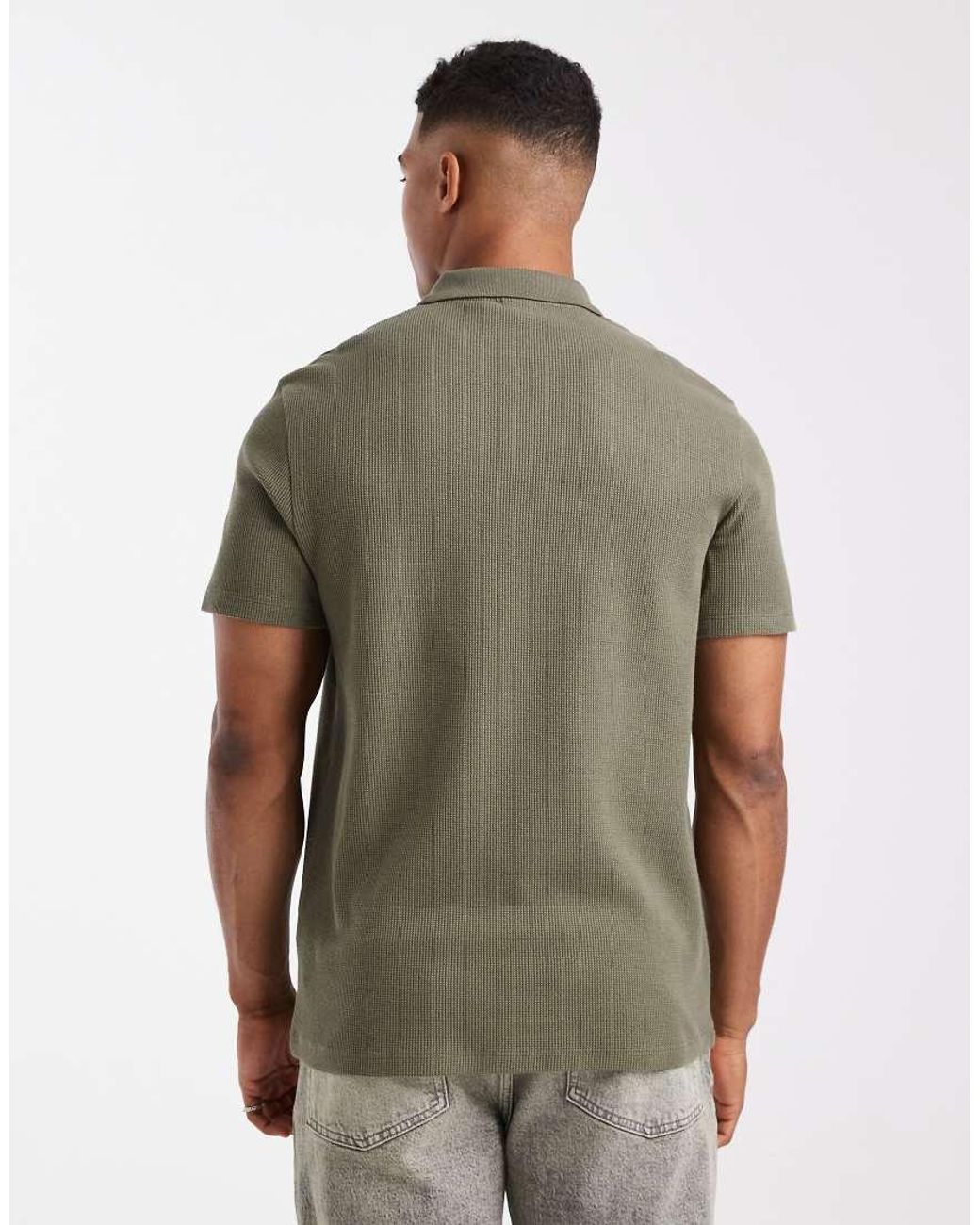 ASOS Gray Regular Fit Zip Polo for men