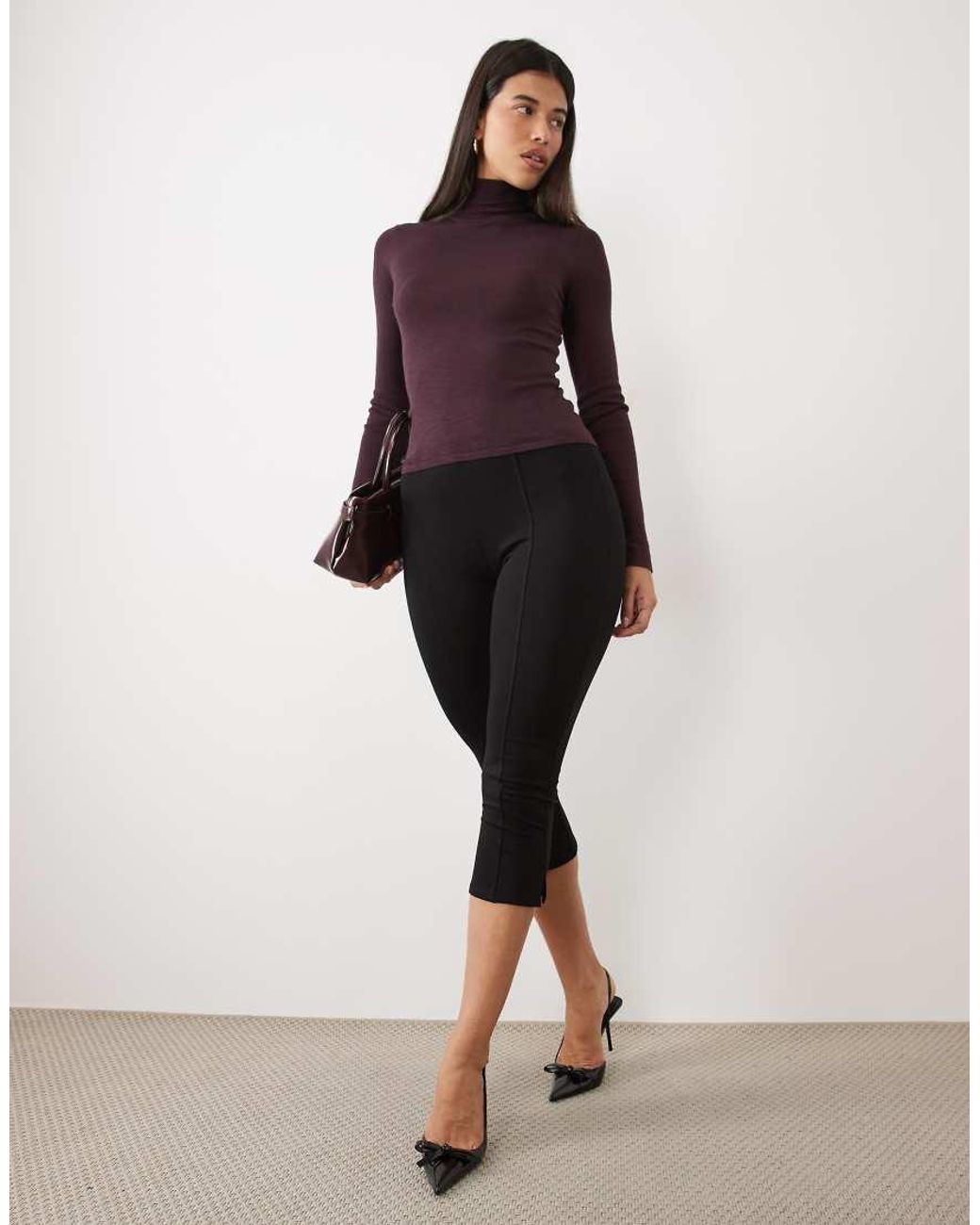 Pretty Lavish Purple Fine Knit Long Sleeve Roll Neck Top