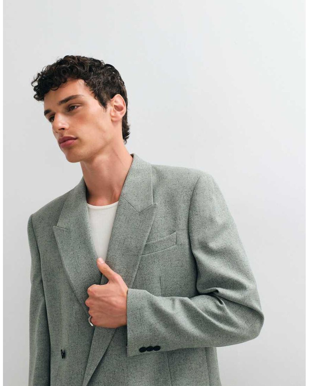 ASOS Green Relaxed Double Breasted Suit Jacket for men