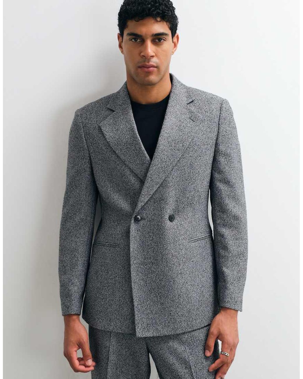 ASOS Gray Slim Double Breasted Suit Jacket for men