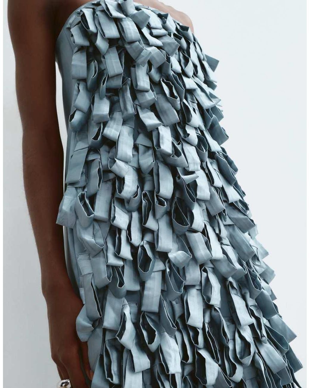 ARRANGE Blue Textural Satin Loop Bandeau Cocoon Midaxi Dress