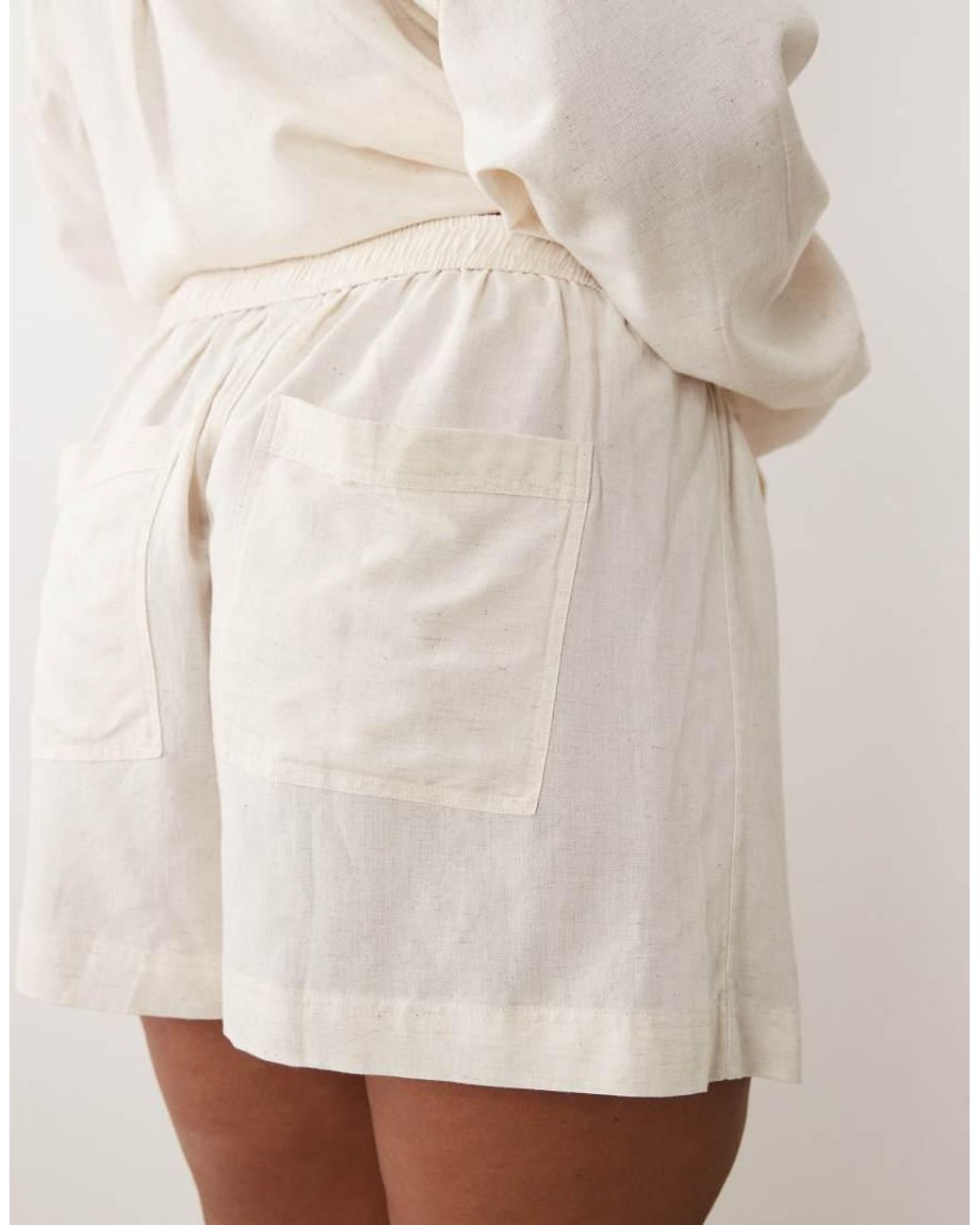 ASOS Natural Asos Design Curve Ipanema Sheer Beach Short With Linen