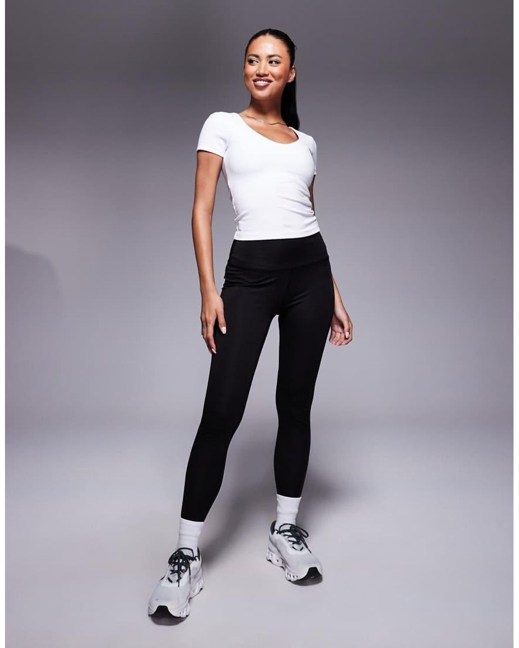 4505 White Icon V Neck Performance Baby T-shirt With Inner Bra