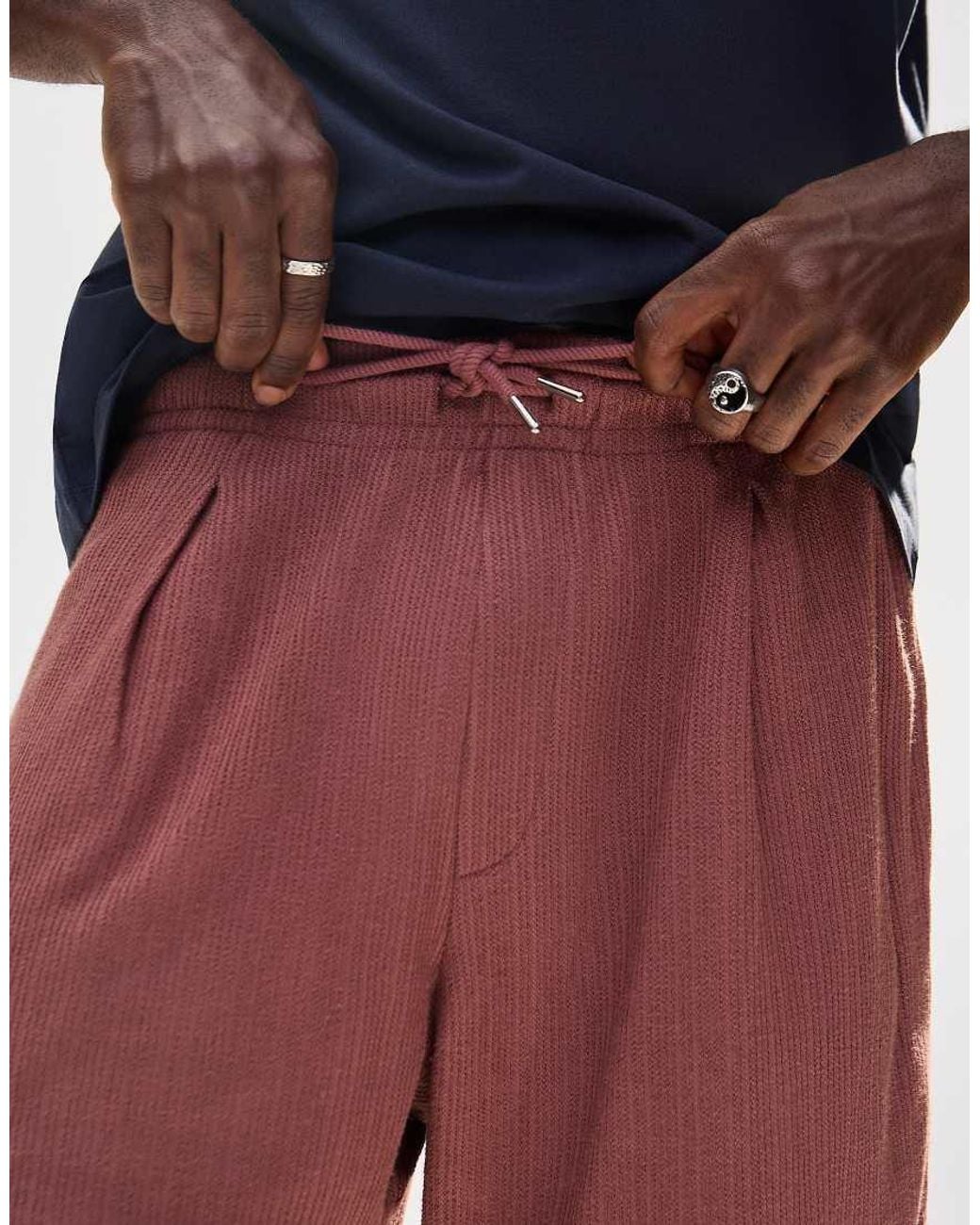 Bershka Purple Textured Plush Bermuda Shorts for men