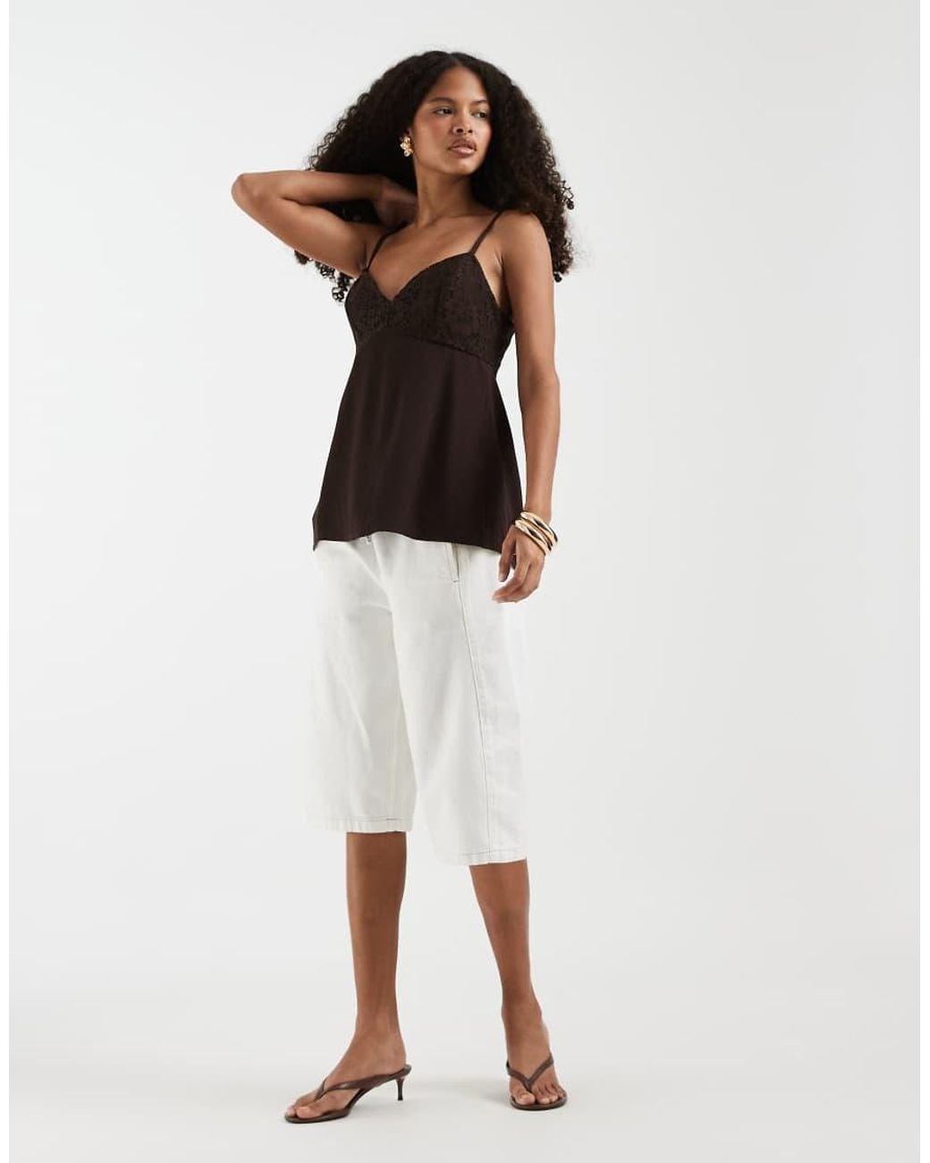 Hollister Black V Neck Lace Godet Babydoll Cami Top