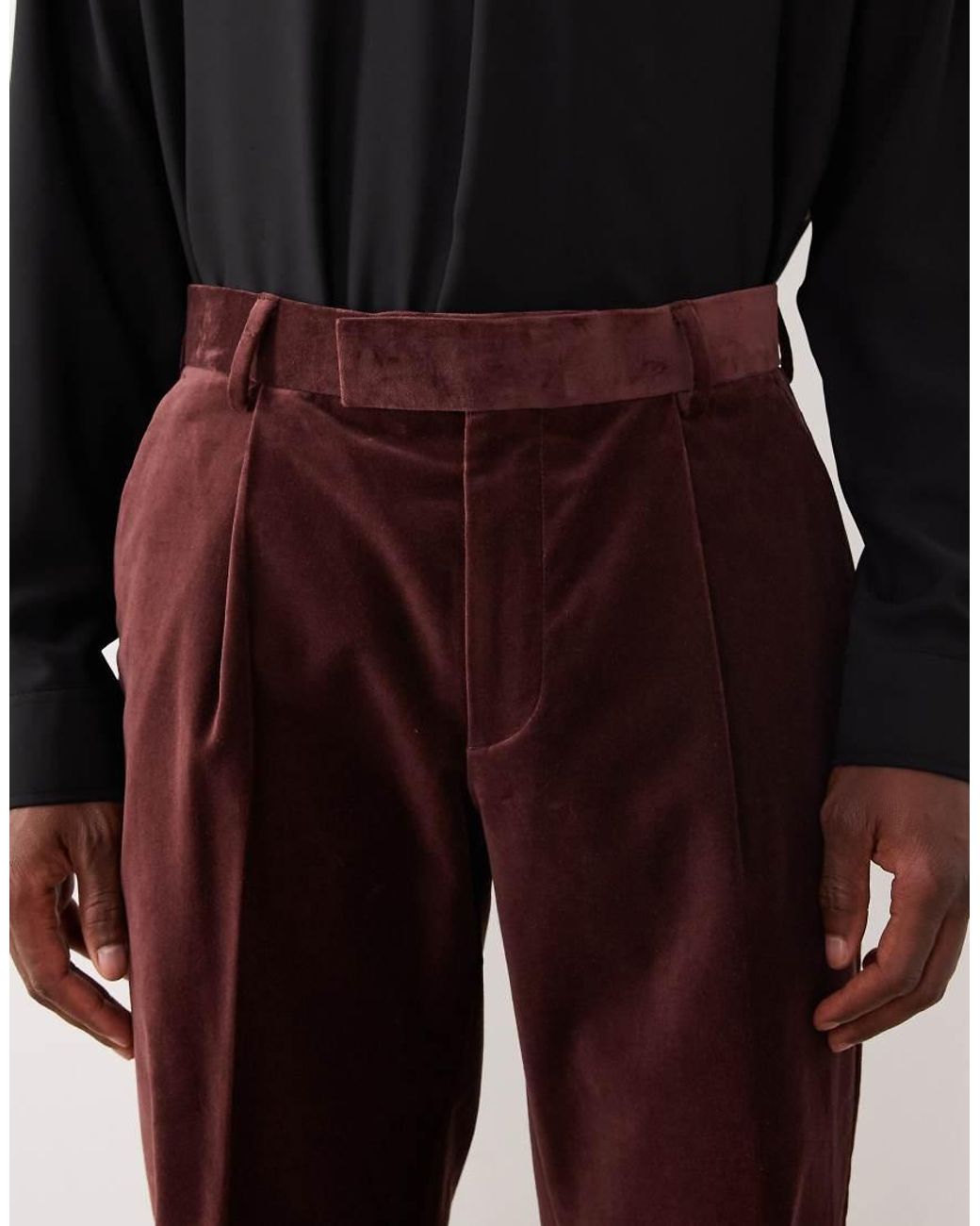 ASOS Brown Slim Pleated Front Suit Pants for men
