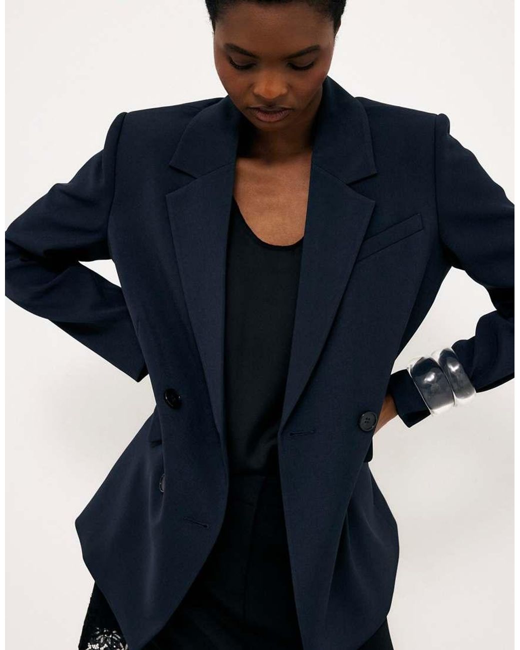 NA-KD Blue Oversized Double Breasted Blazer
