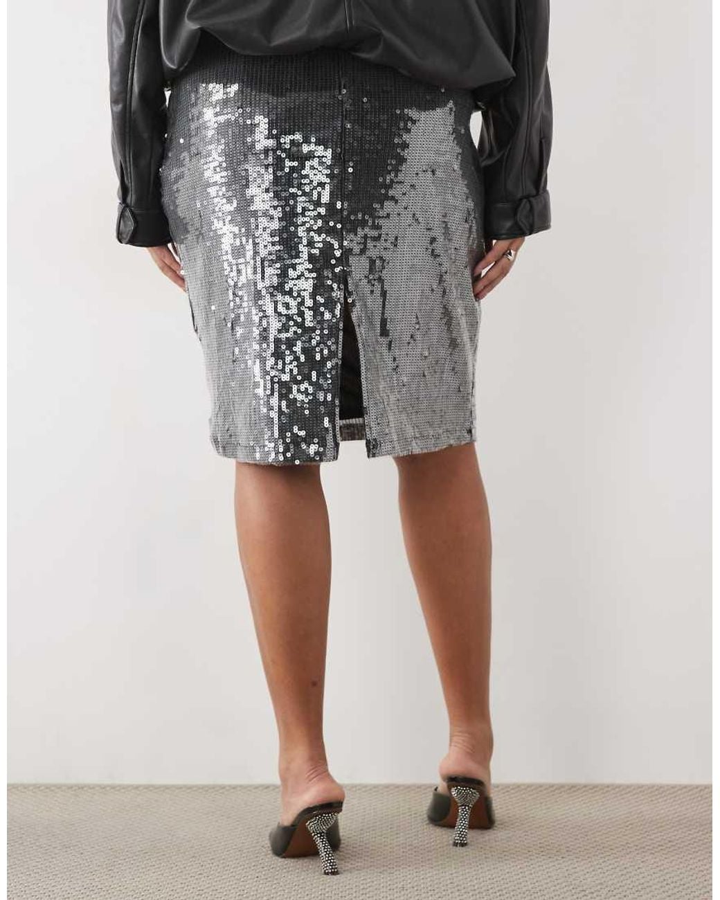 ASOS Black Asos Design Curve Co-ord Sequin Pencil Midi Skirt