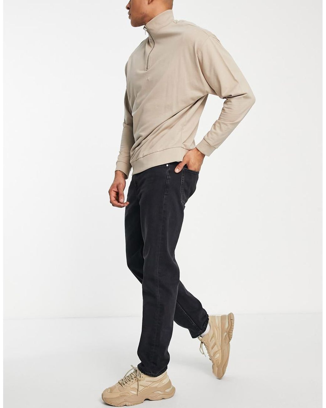 Vaqueros Negros Lavados De Corte Recto De ASOS de hombre de color Black