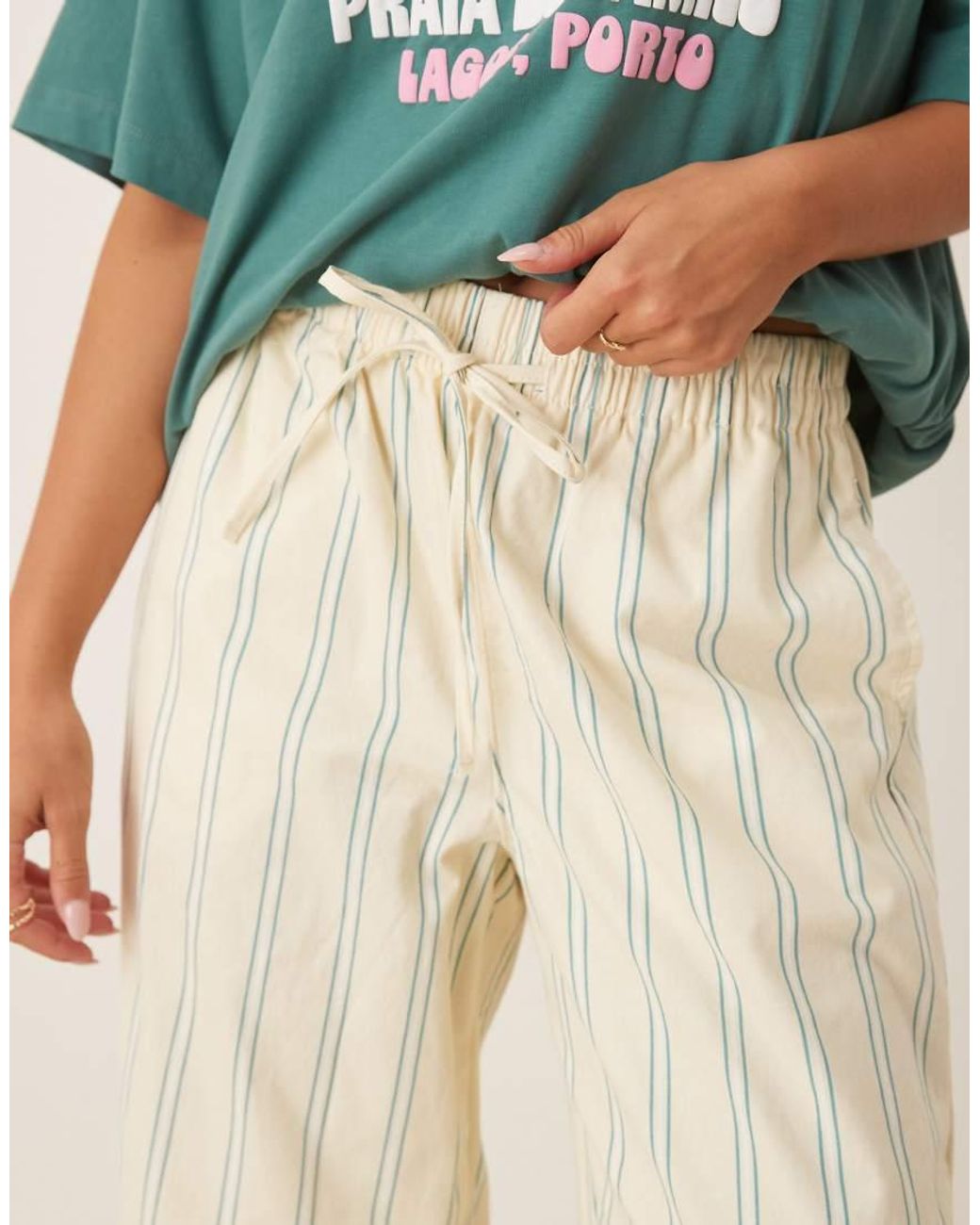 ASOS Yellow Deckchair Stripe Pull On Trousers