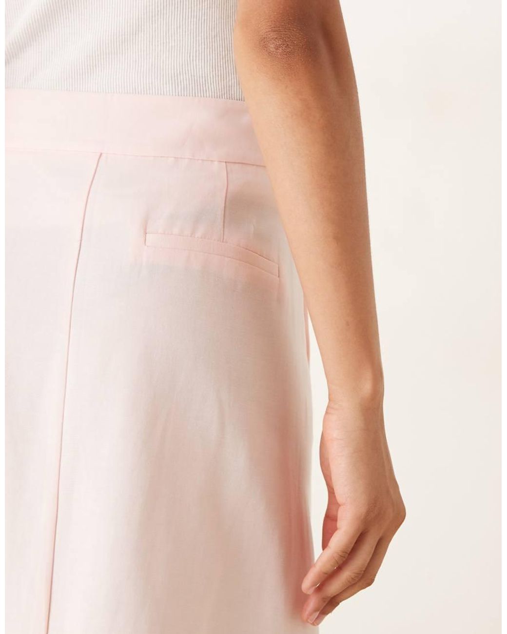 ASOS Natural Linen Blend Tailored Maxi Skirt