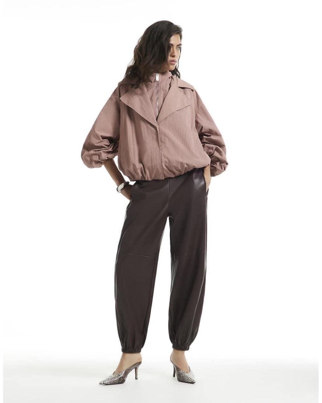 River Island Purple Faux Leather Hareem Trousers
