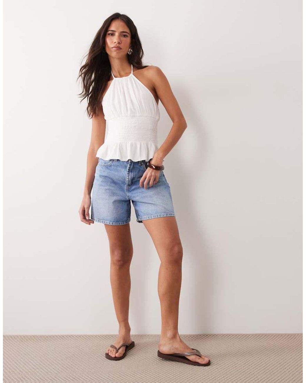 Mango White Teen Textured Halterneck Top