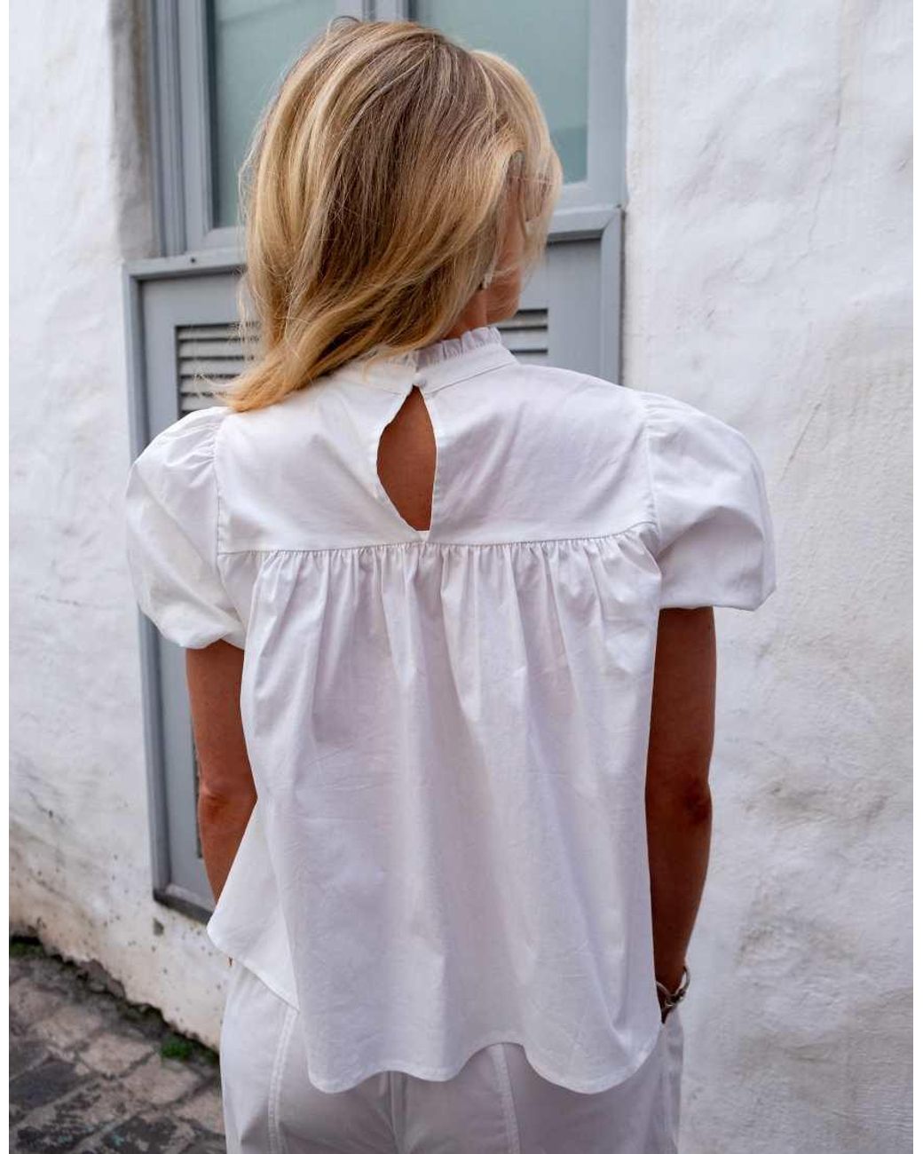Daisy Street Gray X Emma Jean Ruffle Lace Detail Smock Blouse