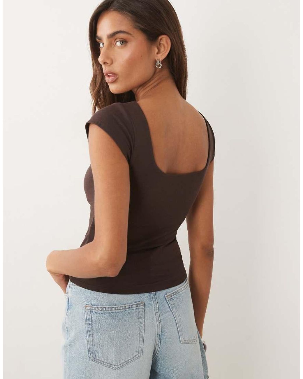 Abercrombie & Fitch Blue Reversible Scoop Neck Top With Removable Bra