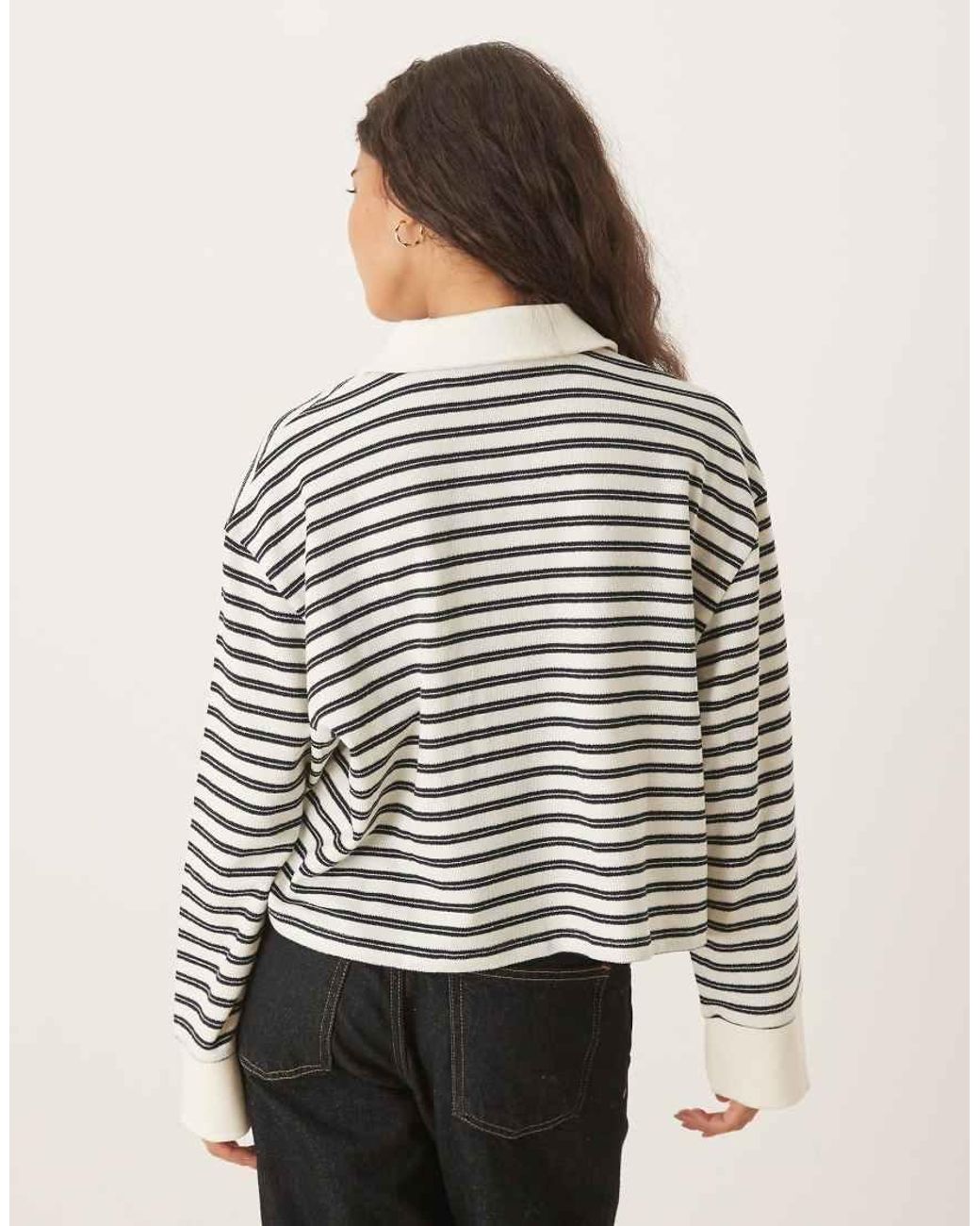 ASOS Gray Textured Rugby Collared Top