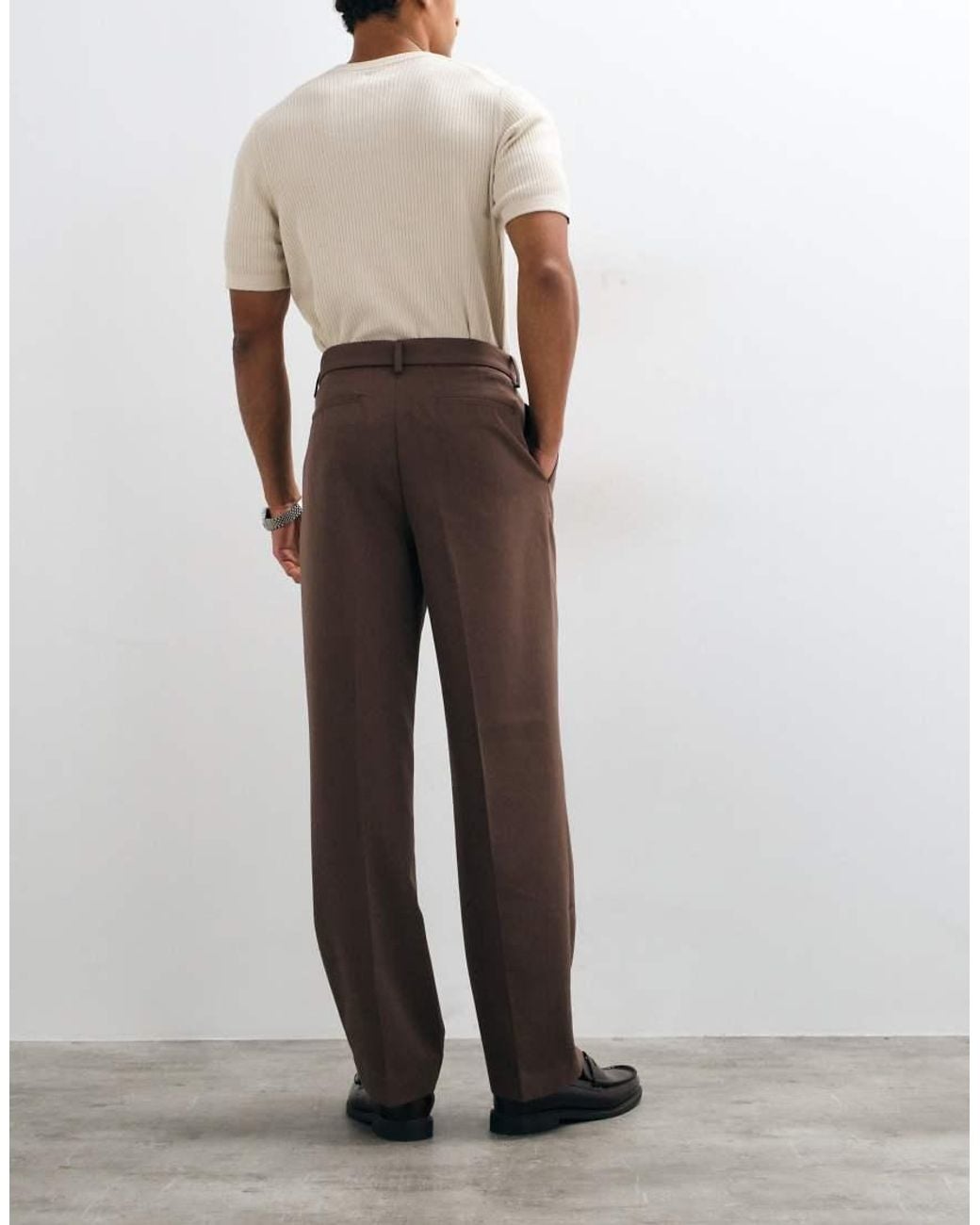 ASOS White Tailored Belted Wide Leg Pants for men