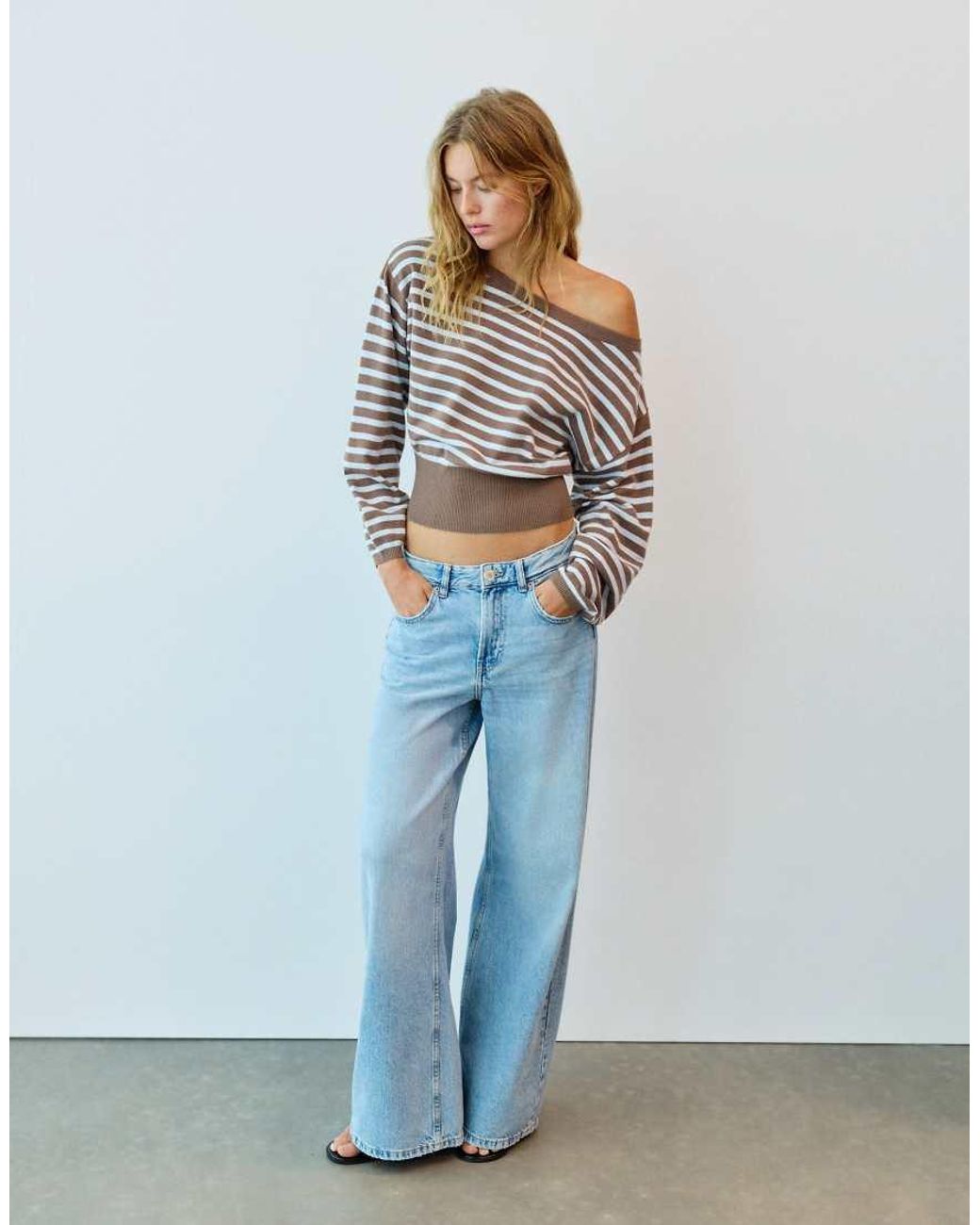 Pull&Bear Blue Asymmetric Neck Jumper