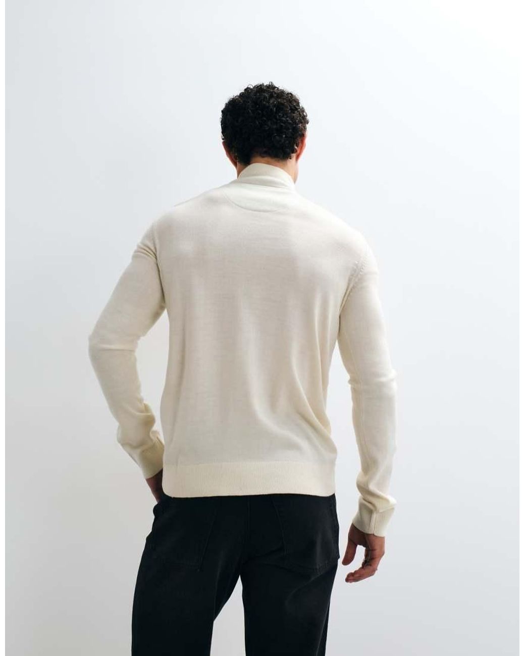 Brave Soul White 1/4 Zip Knit Sweater for men